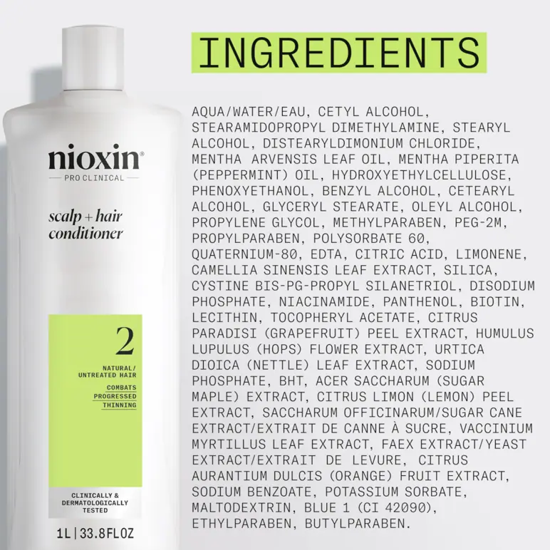 Nioxin System 2 Scalp + Hair Conditioner - Hair Thickening Conditioner for Natural Hair with Progres