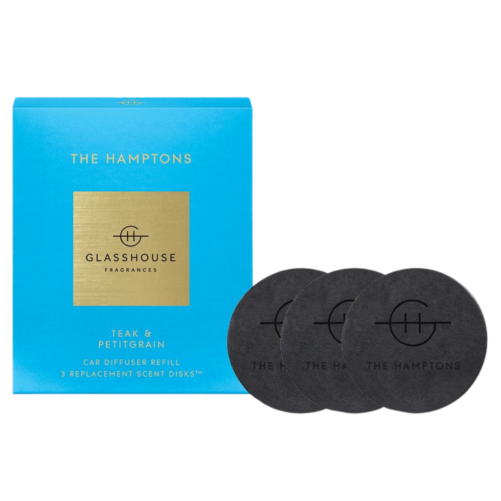 Glasshouse Fragrances The Hamptons 3 Replacement Scent Disks for car diffuser