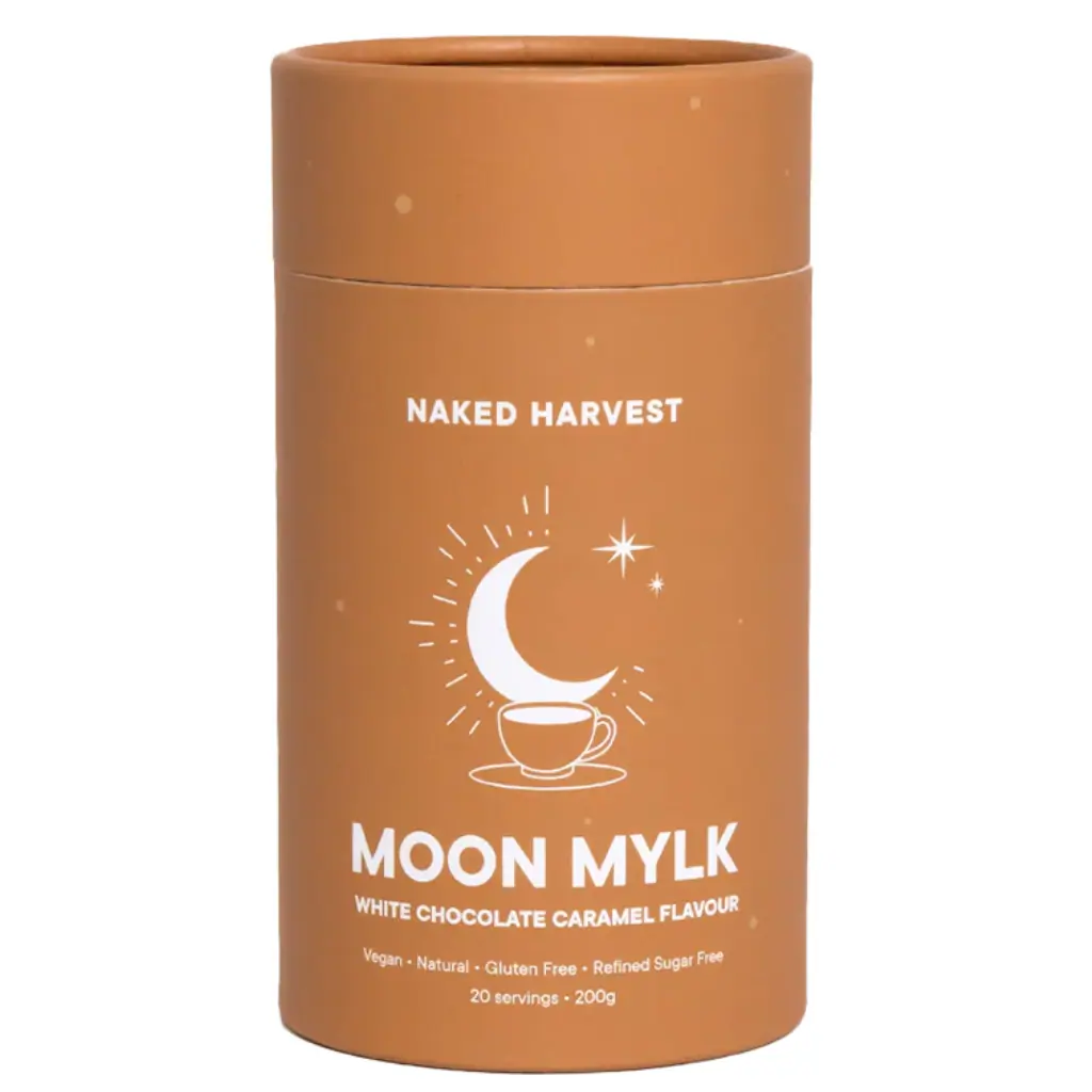 Naked Harvest White Choc Caramel Swirl Moon Mylk 200g