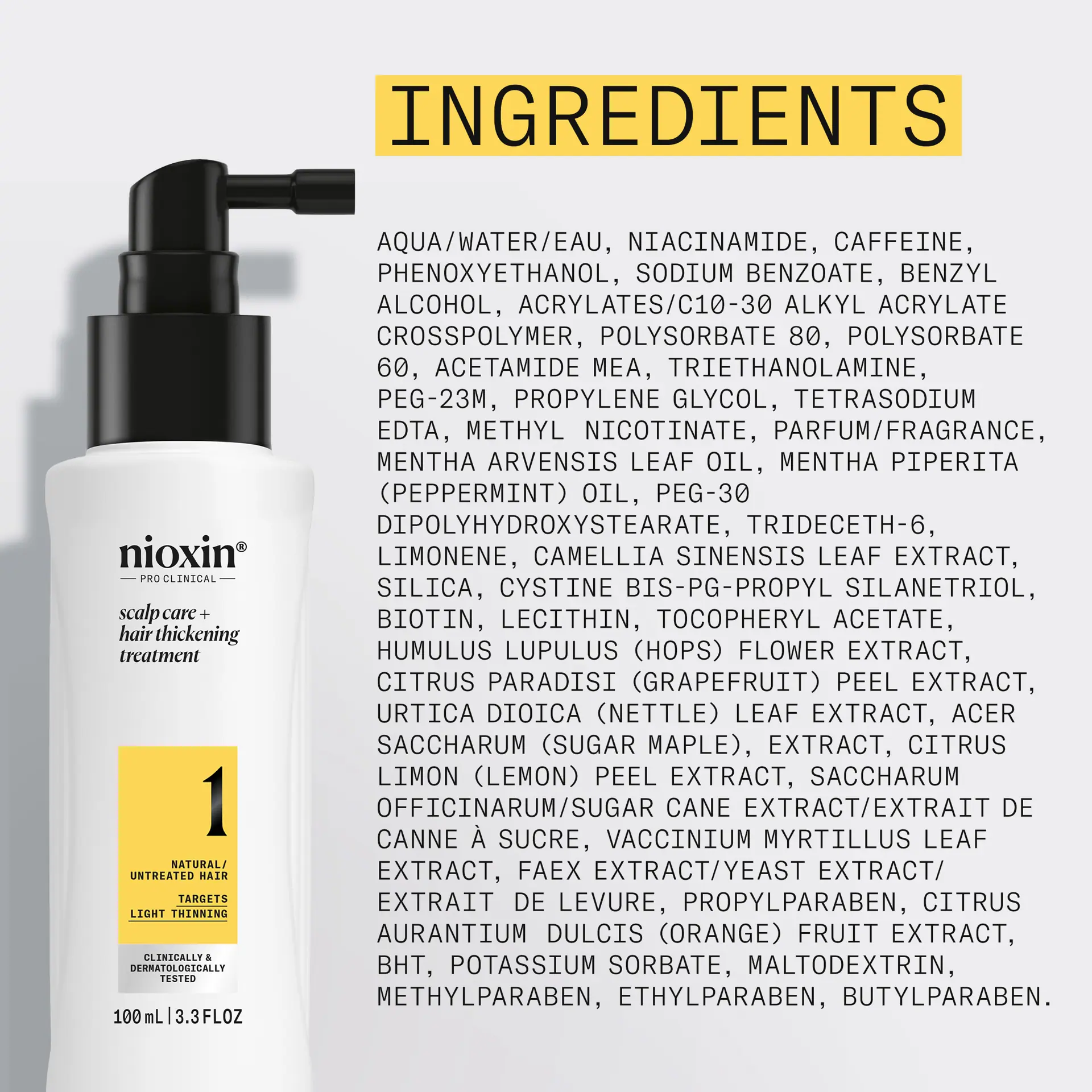 Nioxin System 1 Scalp + Hair Thickening Treatment - Serum for Natural Hair with Light Thinning, 100m