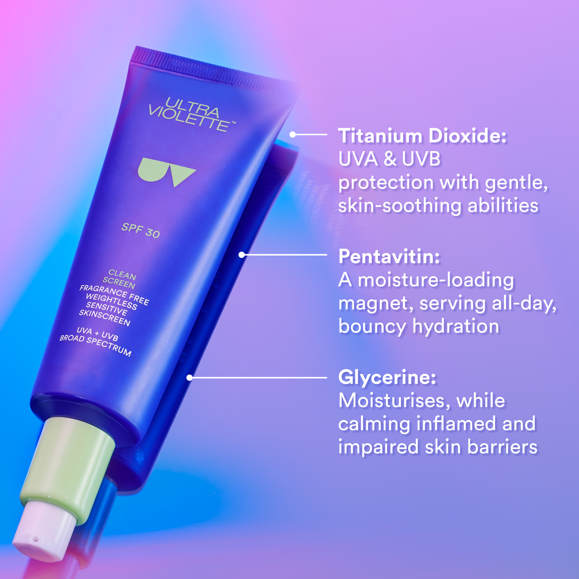 Ultra Violette Clean Screen Fragrance Free Sensitive Facial SKINSCREEN SPF30