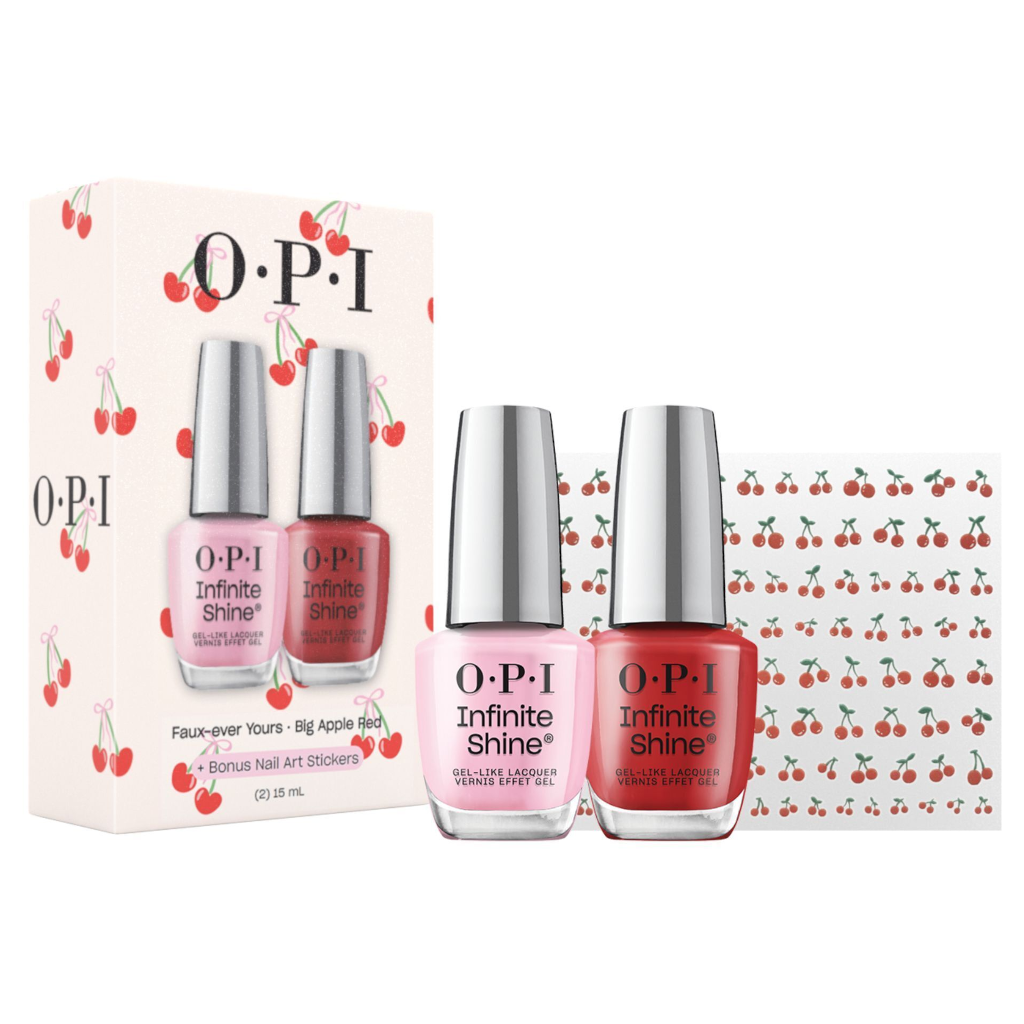OPI Sweet Cherry Infinite Shine Duo + Bonus Nail Art Stickers, 2 x 15 ml 