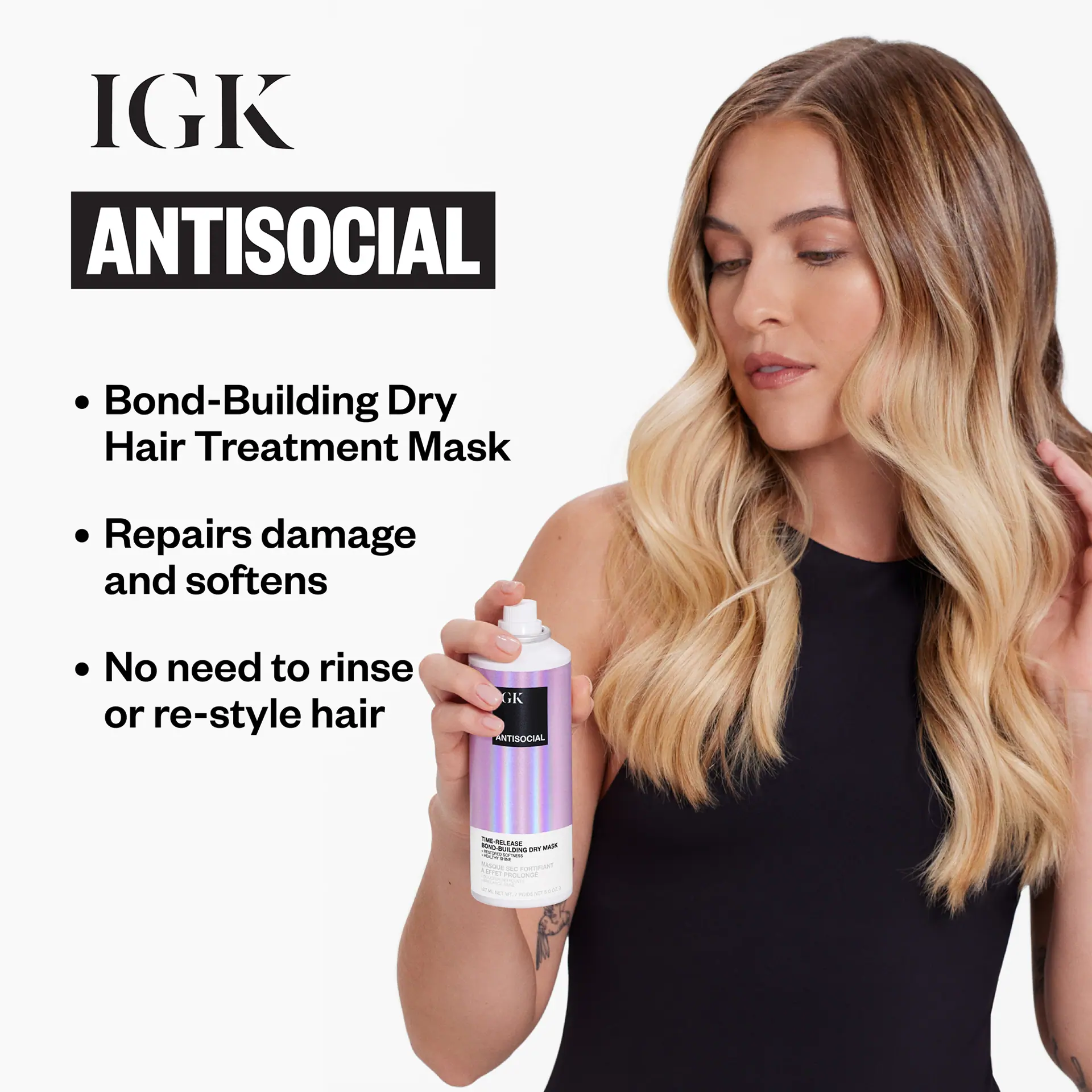 IGK ANTISOCIAL Overnight Bond-Building Dry Hair Mask