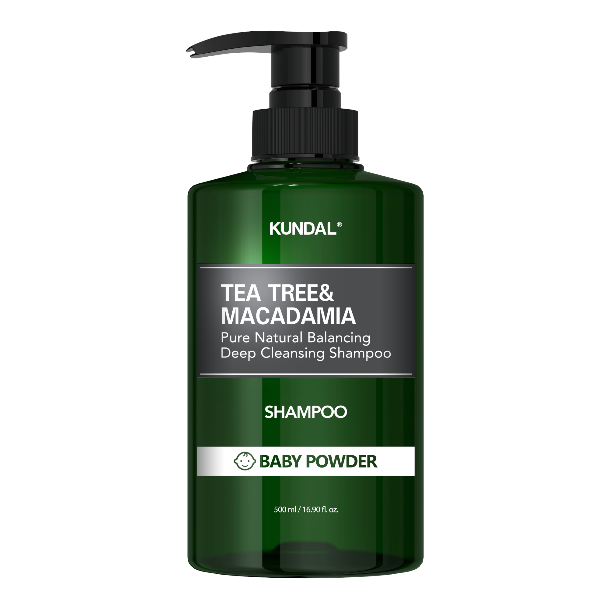 Kundal Tea Tree & Macadamia deep cleansing shampoo 500ml - baby powder scent