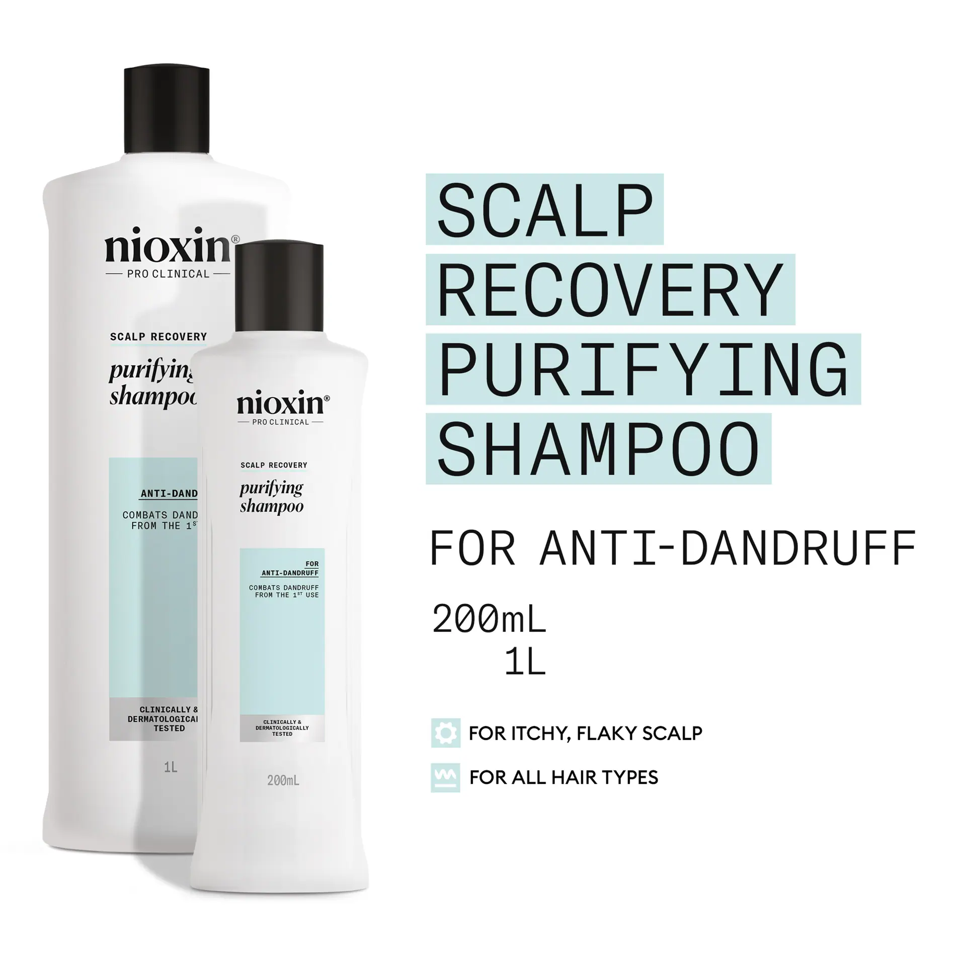 Nioxin Scalp Recovery Purifying Shampoo - Shampoo for Dandruff and Itchy Scalp, 200ml