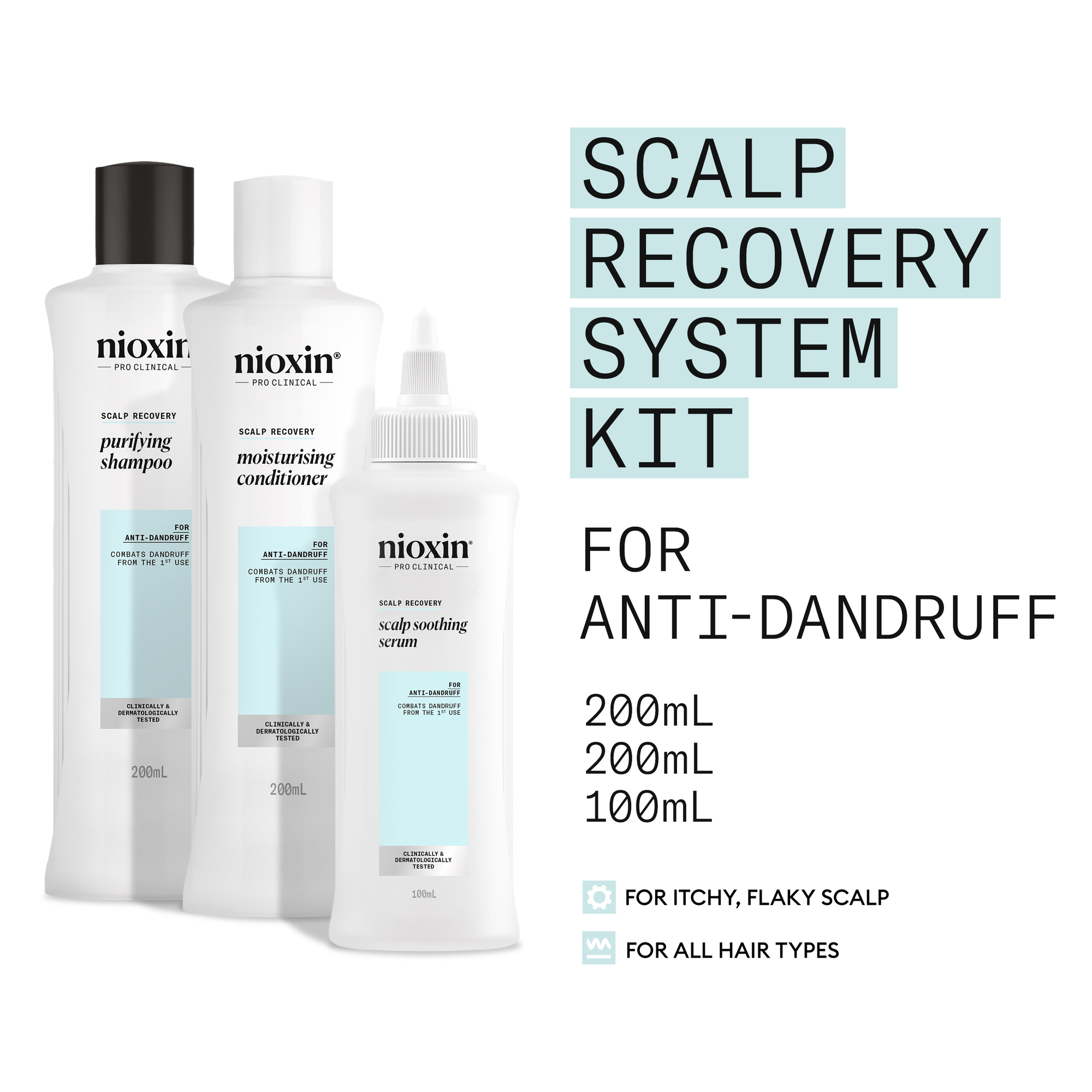 Nioxin Scalp Recovery™ System for Anti-Dandruff & Itchy Scalp Relief - Includes Shampoo, Conditioner