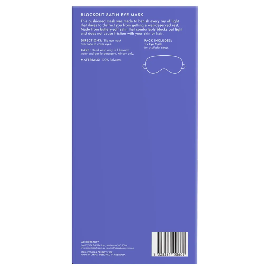 Adore Beauty Blockout Satin Eye Mask - Black