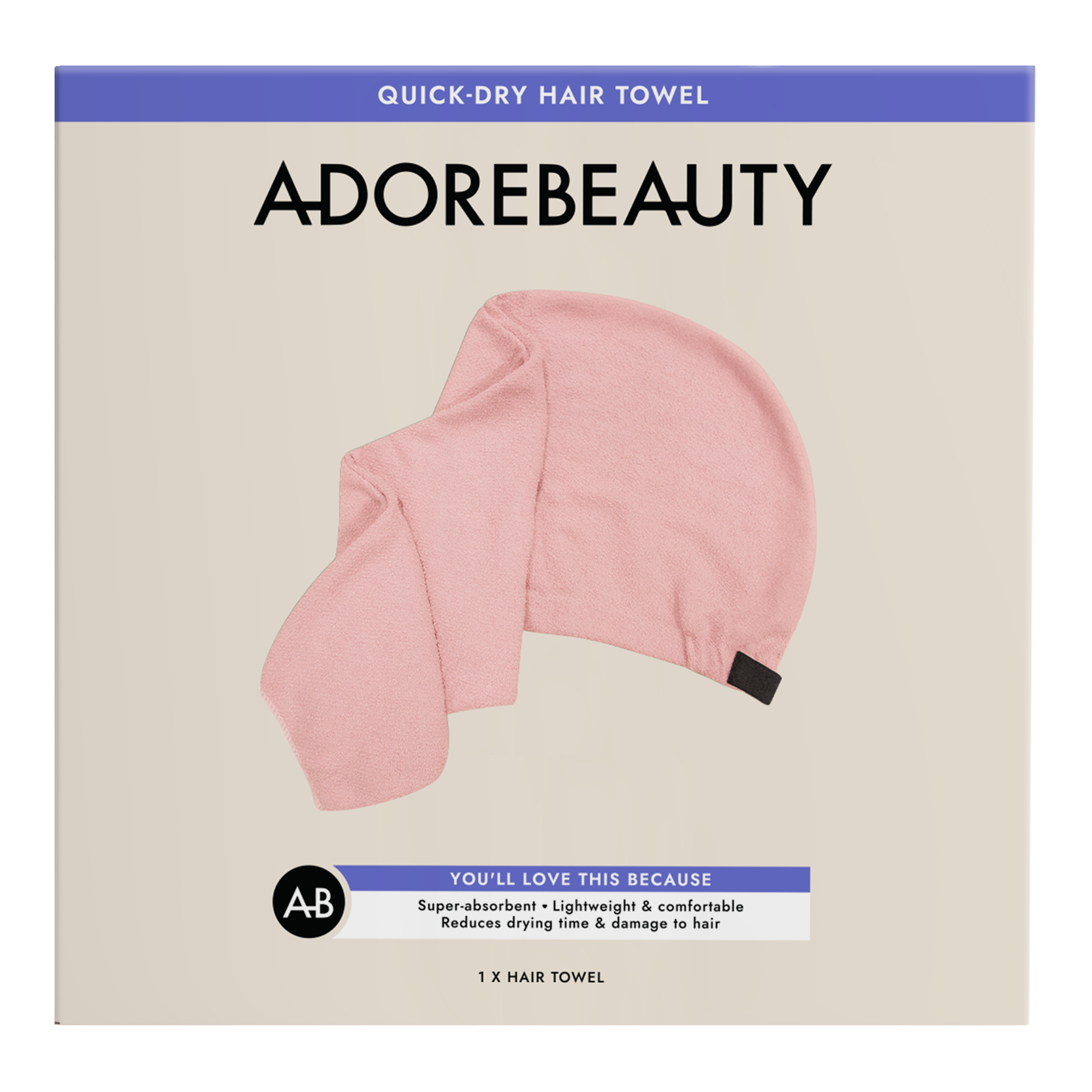 Adore Beauty Quick-Dry Hair Towel - Pink