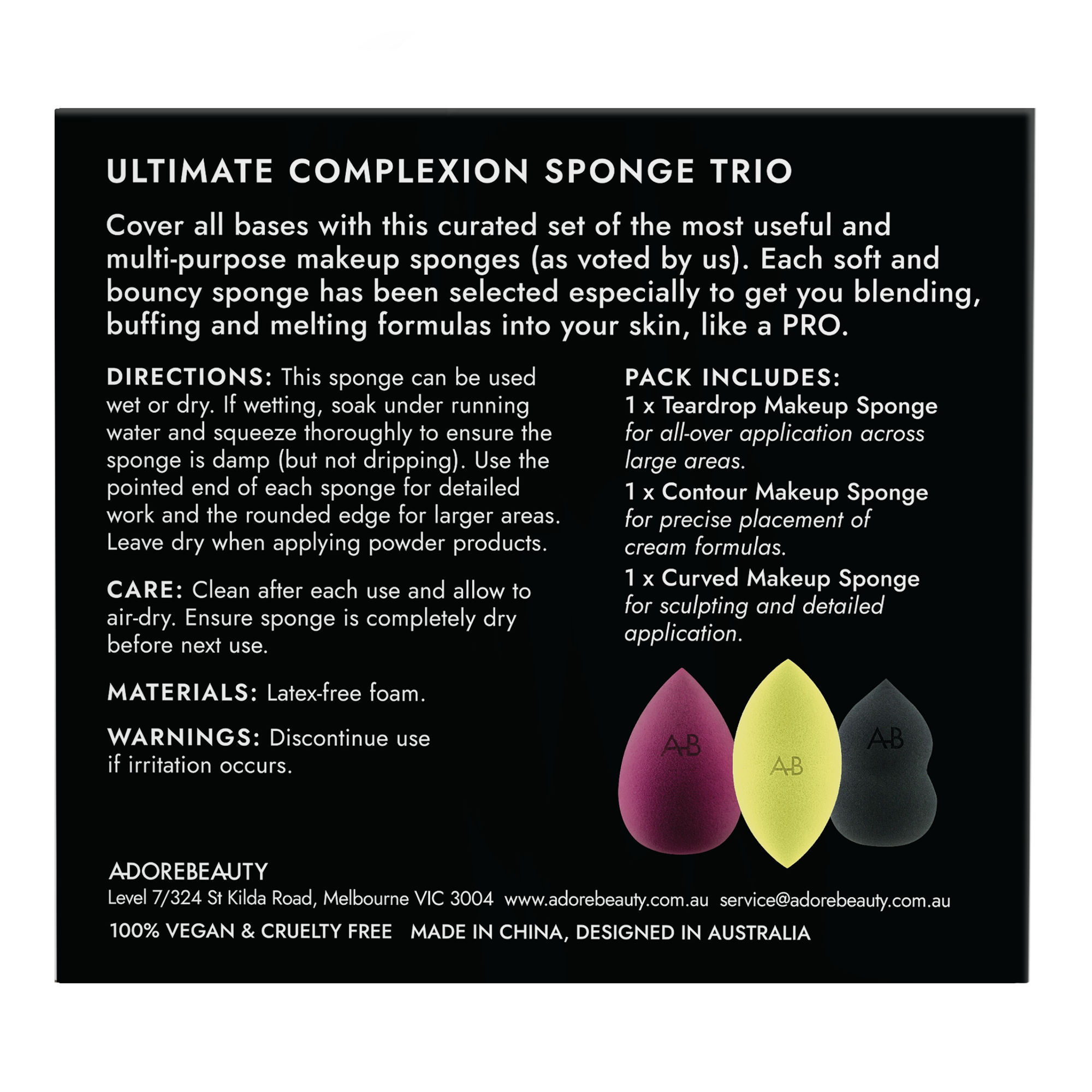 Adore Beauty Ultimate Complexion Sponge Trio LIMITED EDITION