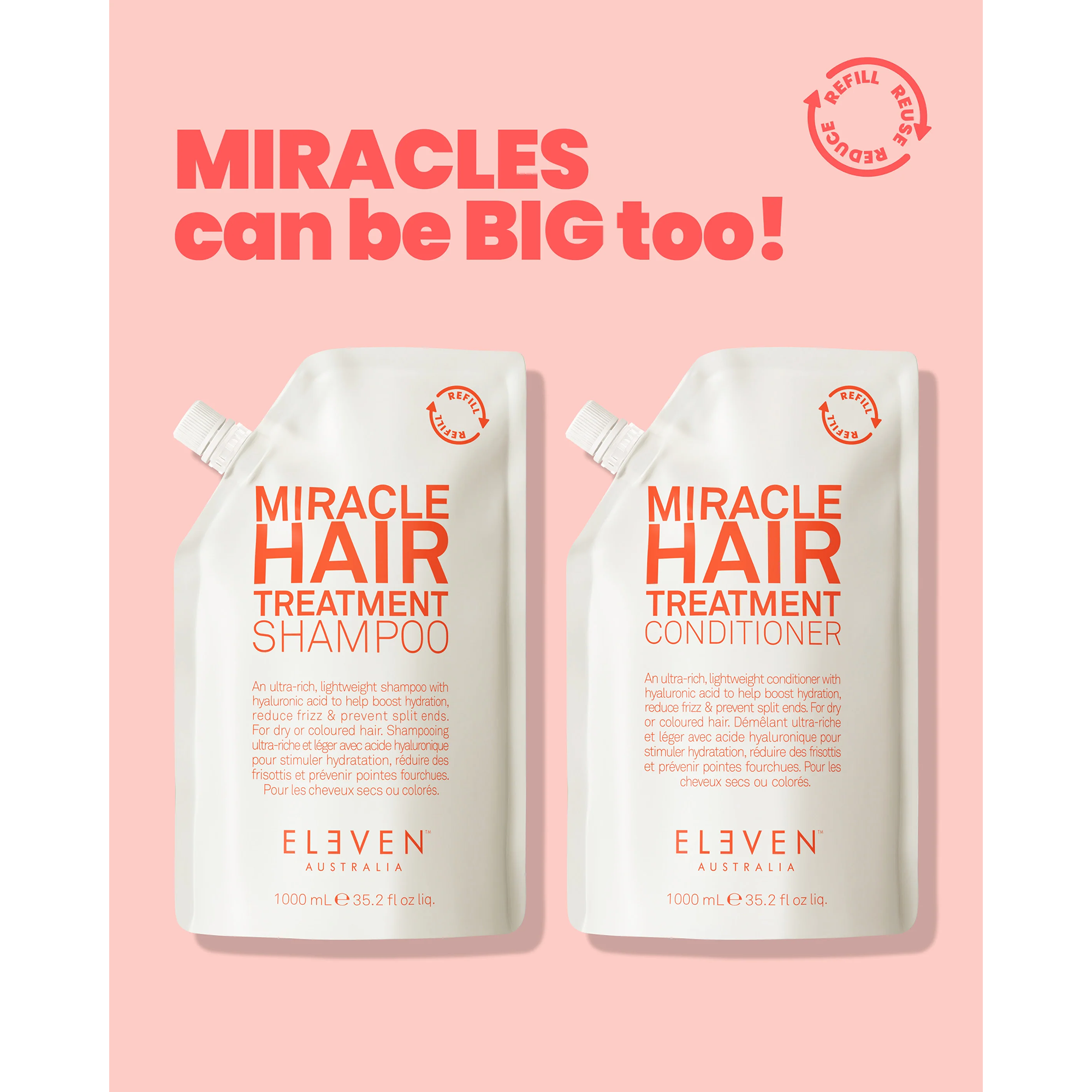 ELEVEN Australia Miracle Shampoo 1L Refill Pouch