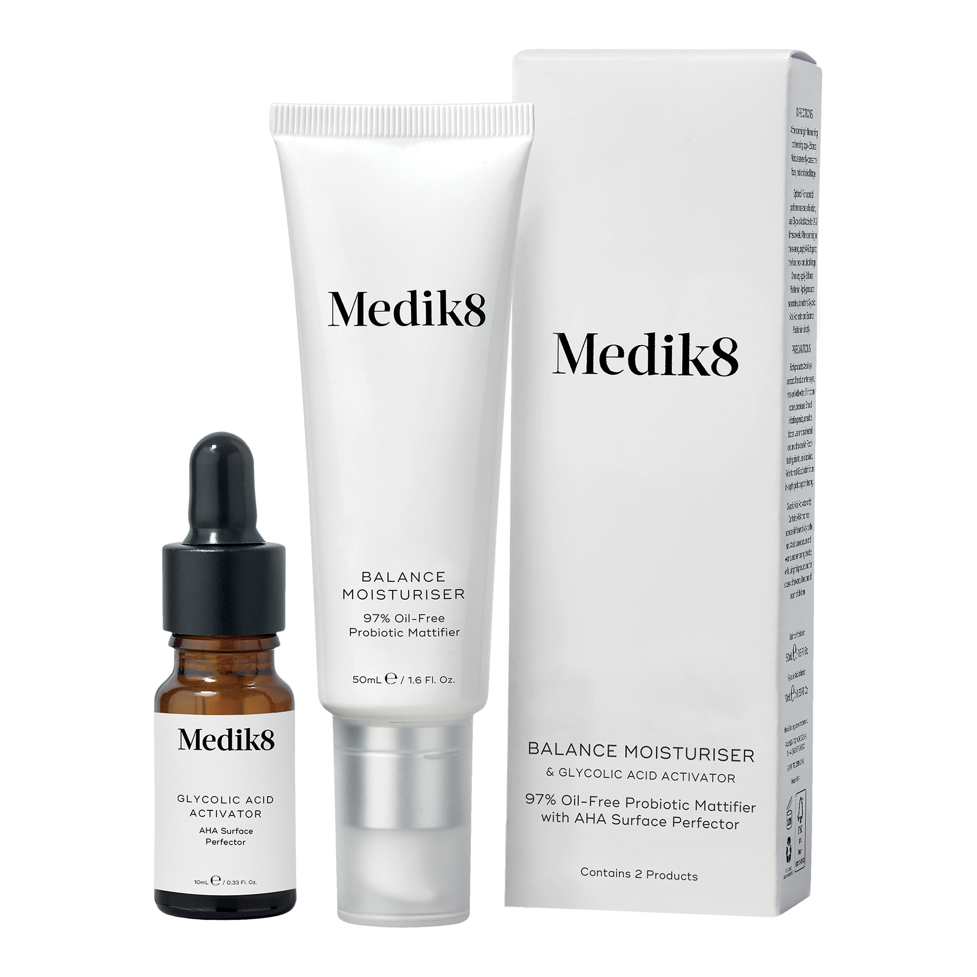 Medik8 Balance Moisturiser 50ml with Glycolic Acid Activator 10ml