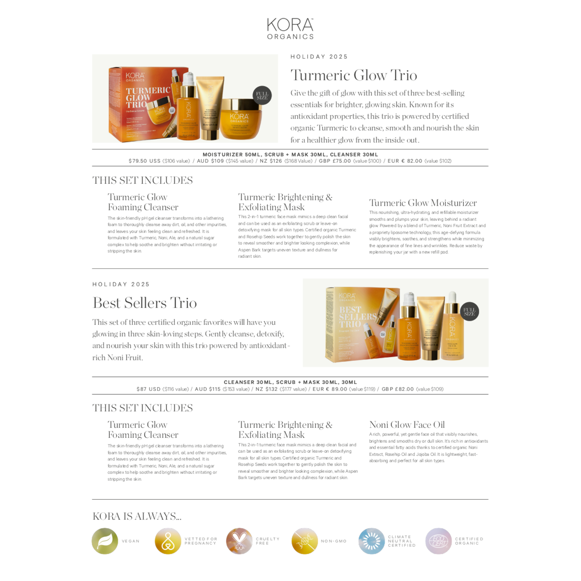 KORA Organics Best Sellers Trio