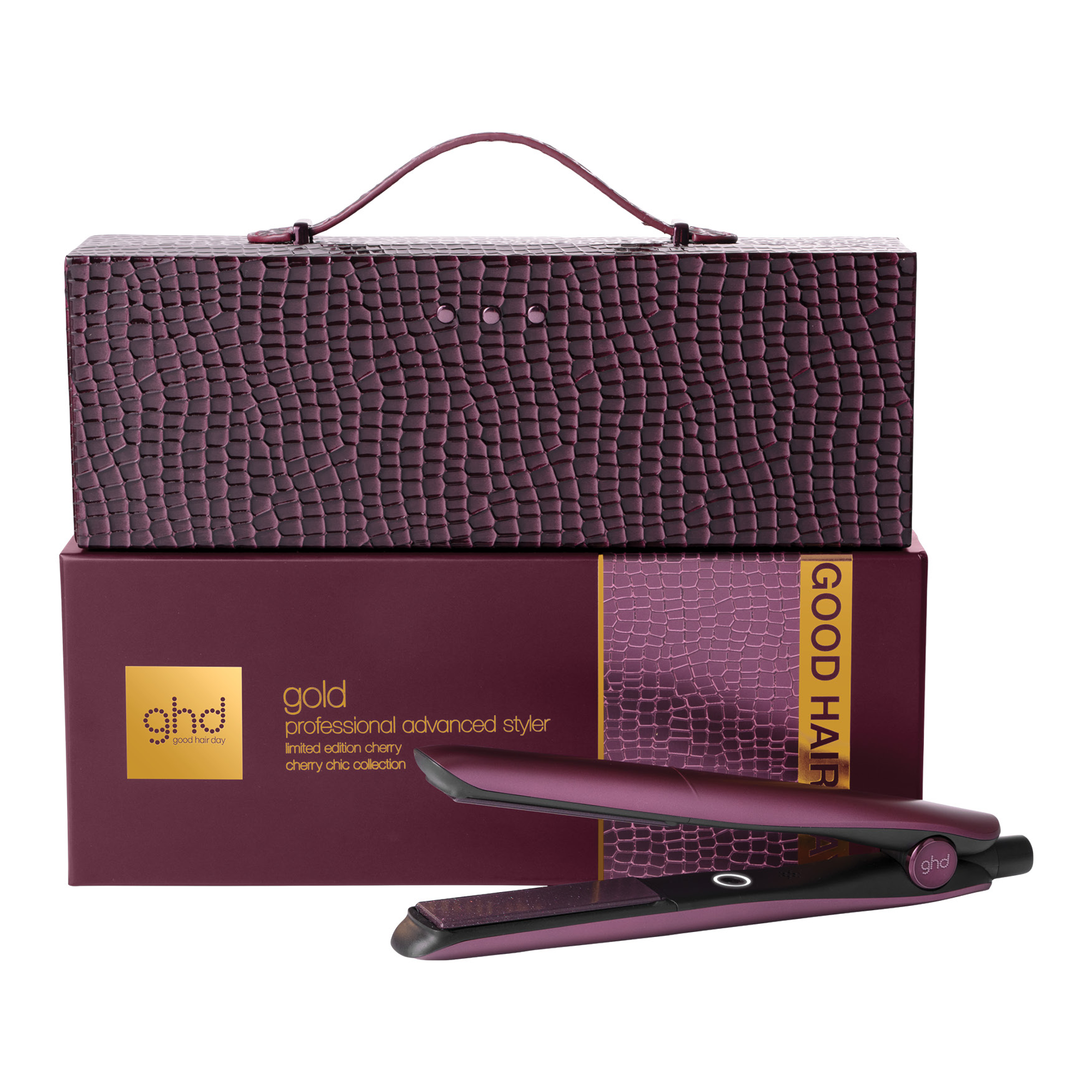 ghd gold hair straightener in cherry chic