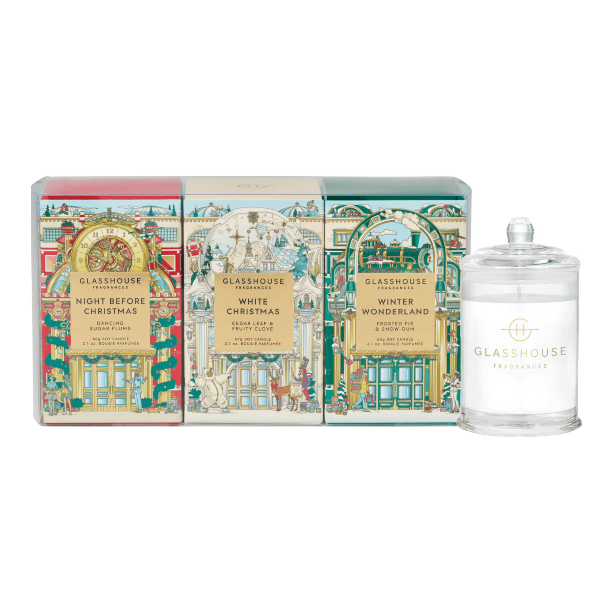 Glasshouse Fragrances 3x60g Candle Trio Christmas Winter