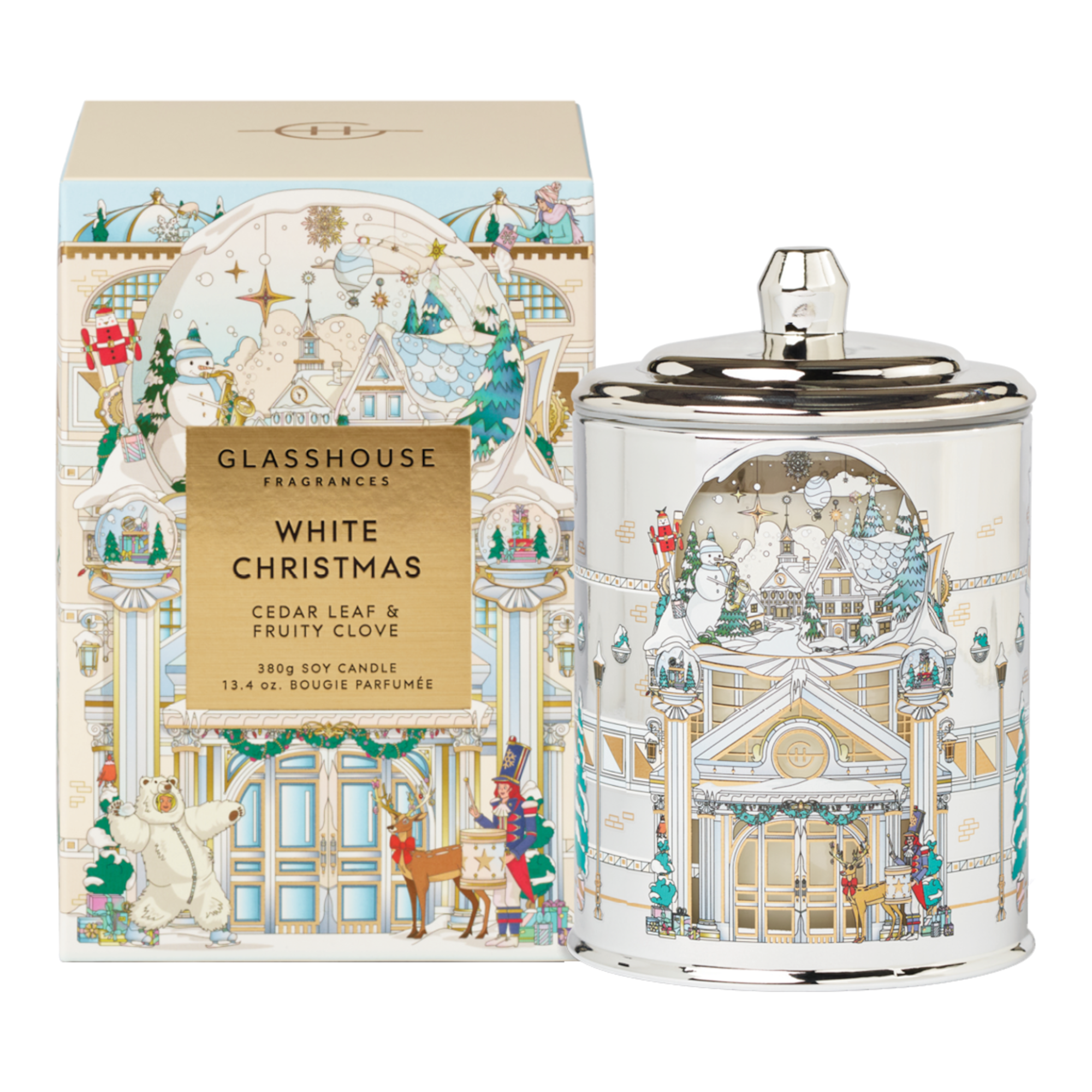 Glasshouse Fragrances 380g Candle - Christmas - White Christmas