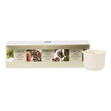 CIRCA 3x70g Candle Trio - Christmas - White Fig & Cedar, Raspberry & Rhubarb, Gingerbread Cookies