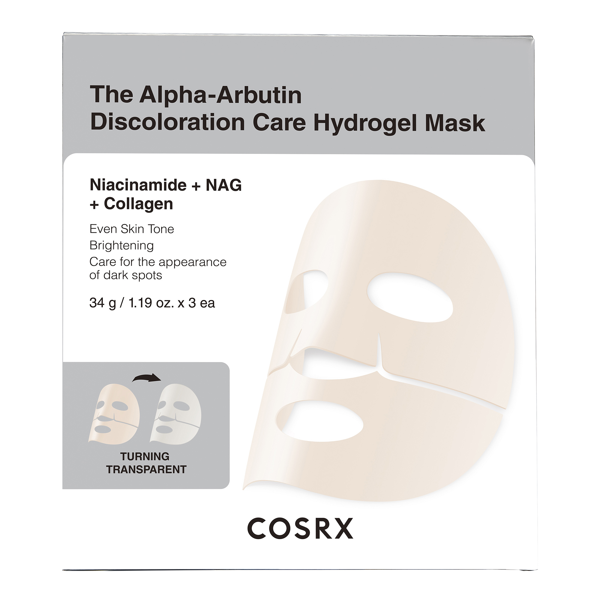 COSRX The Alpha-Arbutin 2 Discoloration Care Hydrogel Mask - 3 pack