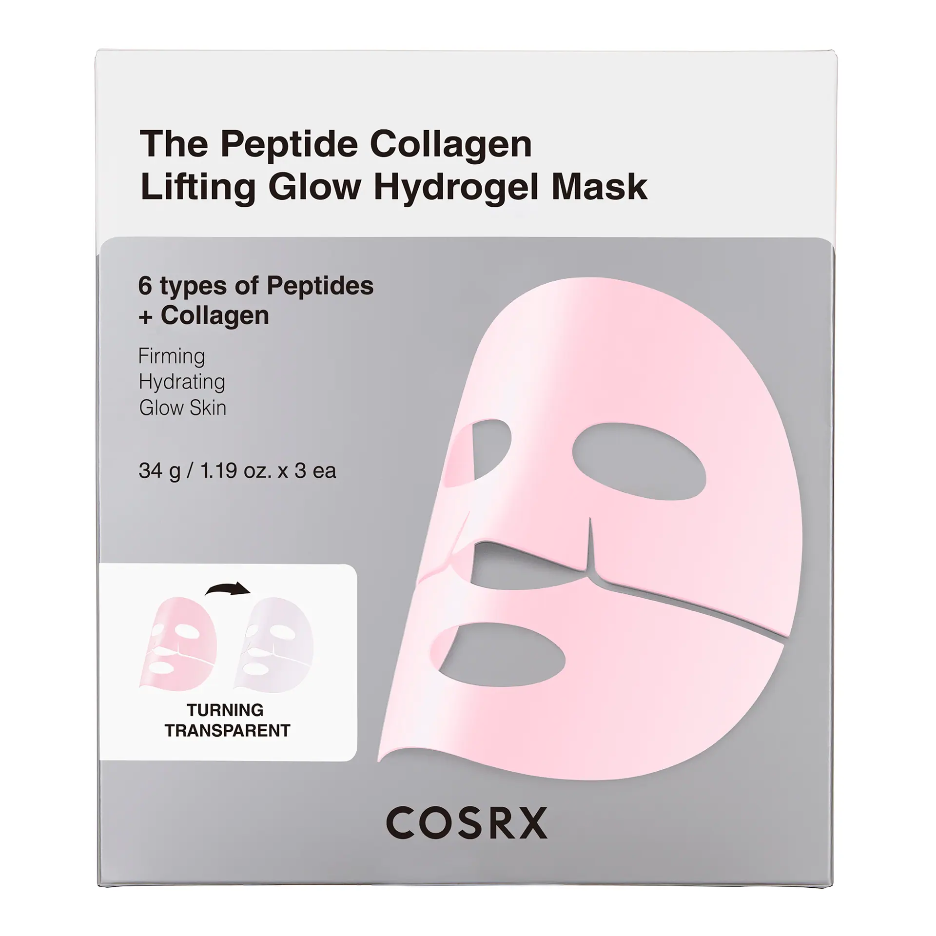 COSRX The Peptide Collagen Lifting Glow Hydrogel Mask - 3 pack