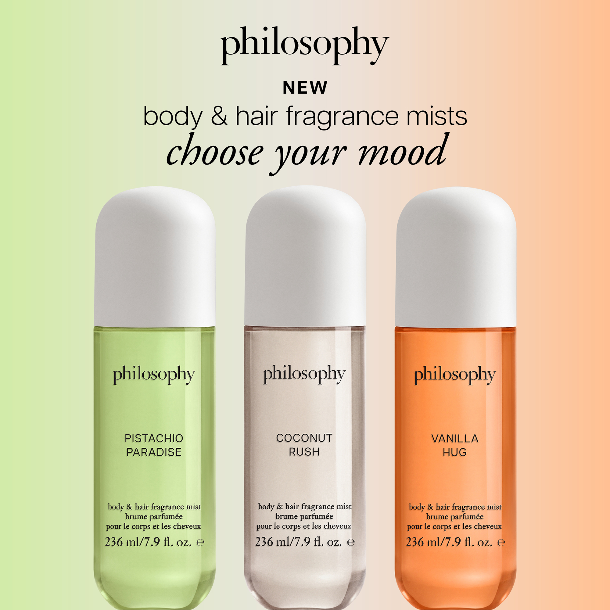philosophy vanilla hug body & hair fragrance mist for women 236ml