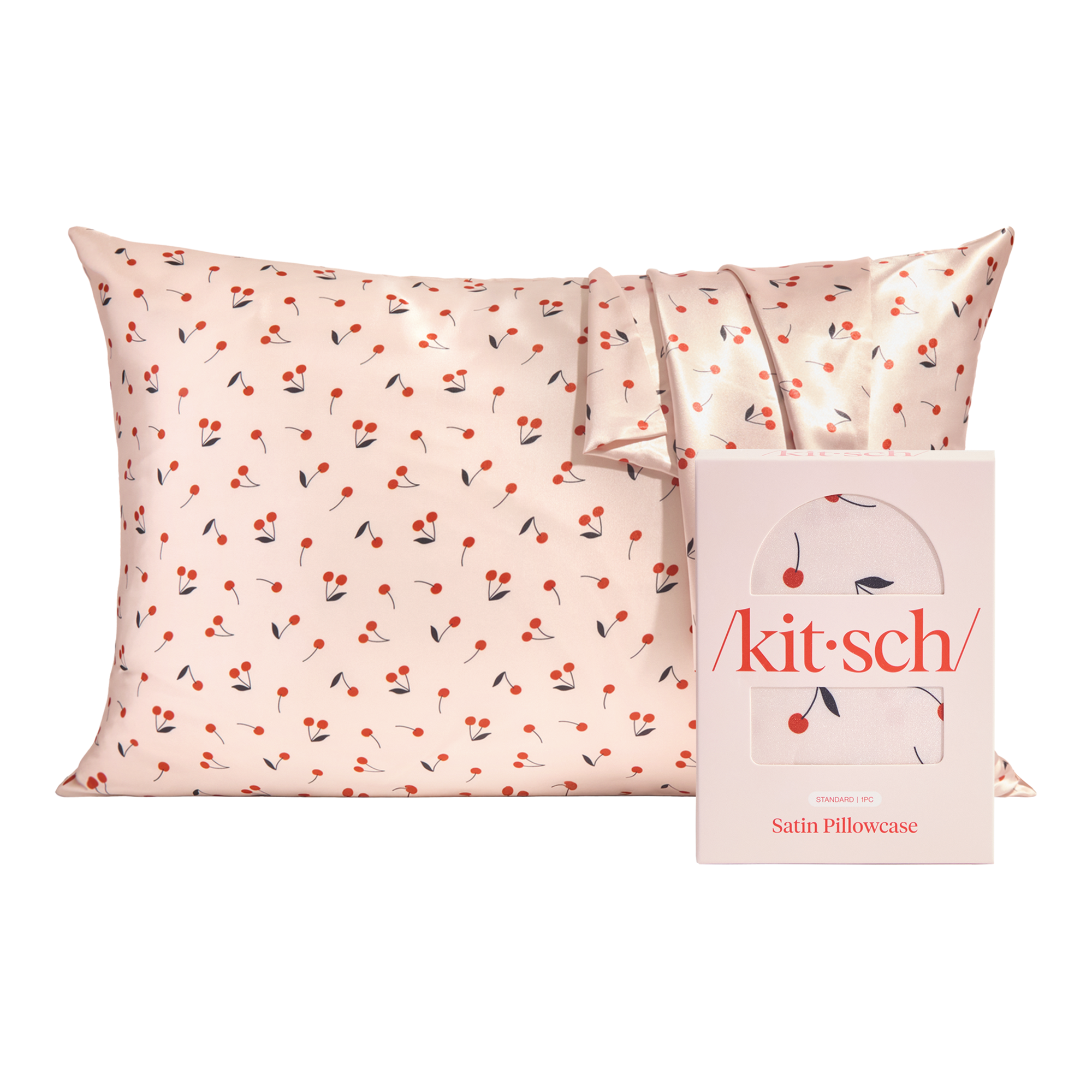 Kitsch Standard Satin Pillowcase - Cherry Print