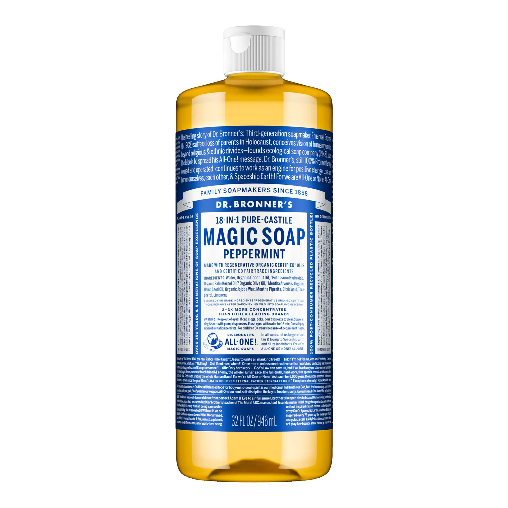 Dr. Bronner's Castile Liquid Soap - Peppermint 946ml