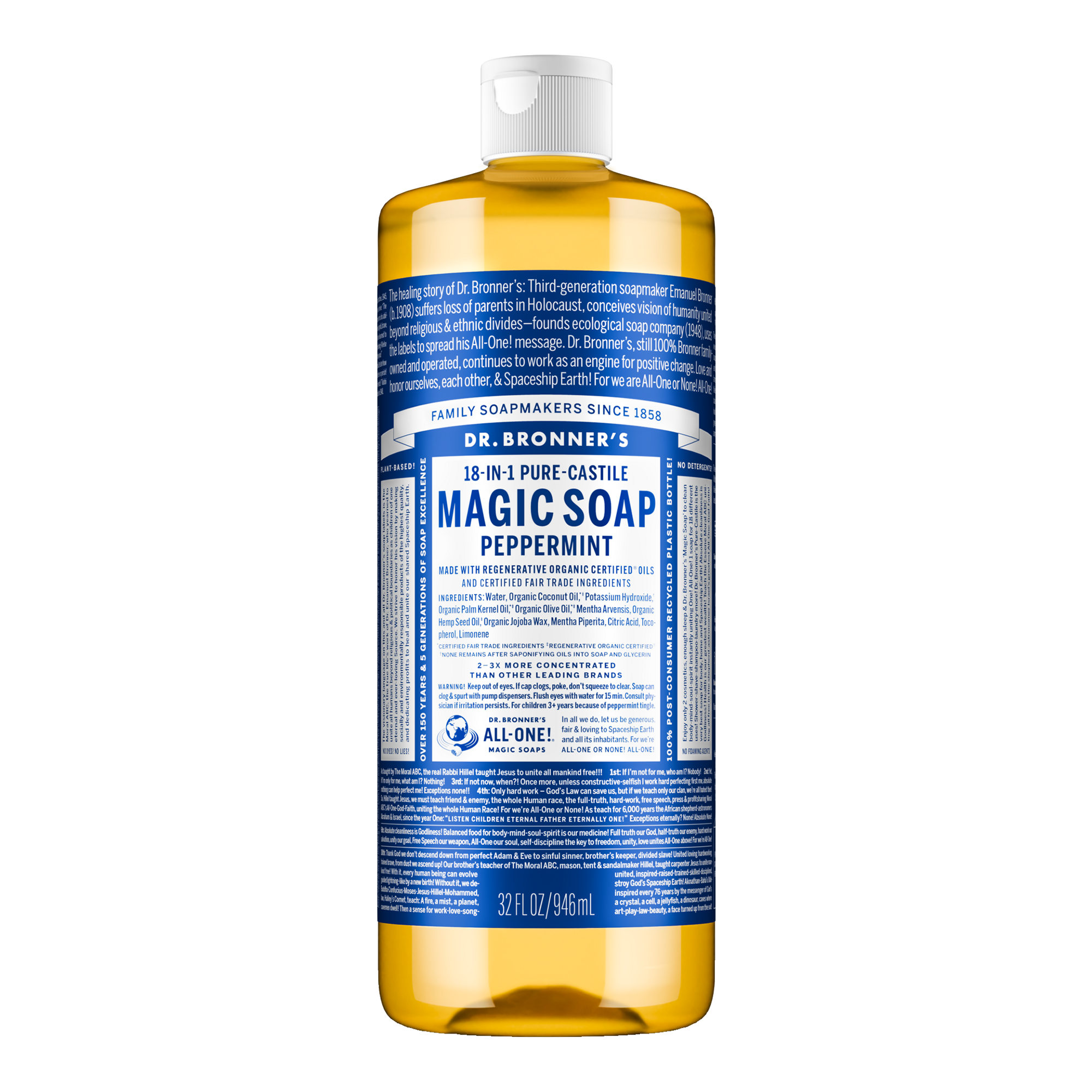 Dr. Bronner's Castile Liquid Soap - Peppermint 946ml