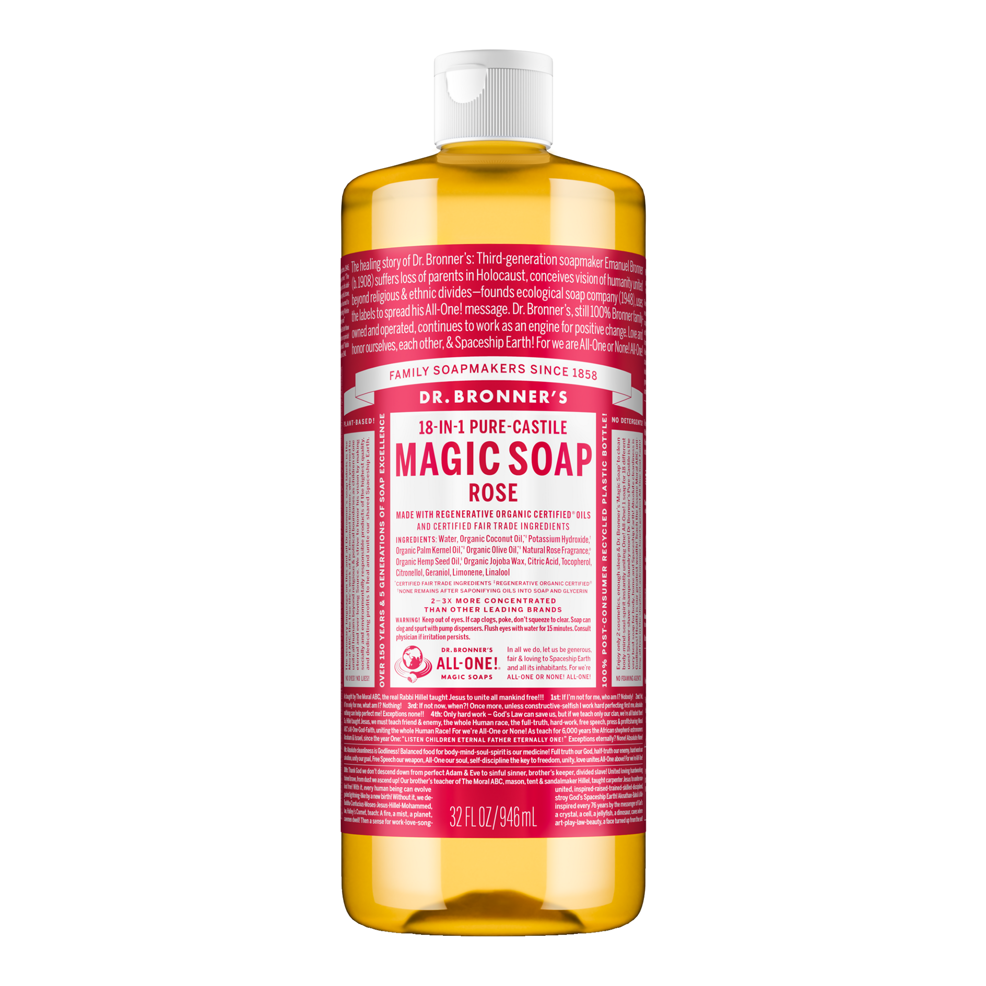 Dr. Bronner's Liquid Castile Soap - Rose 946ml