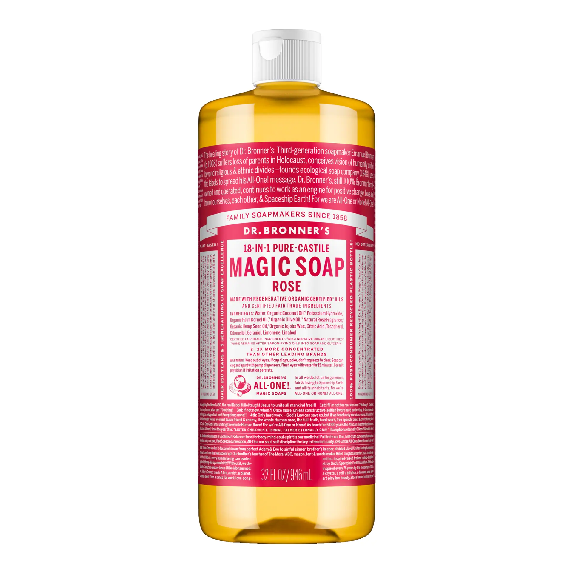 Dr. Bronner's Liquid Castile Soap - Rose 946ml