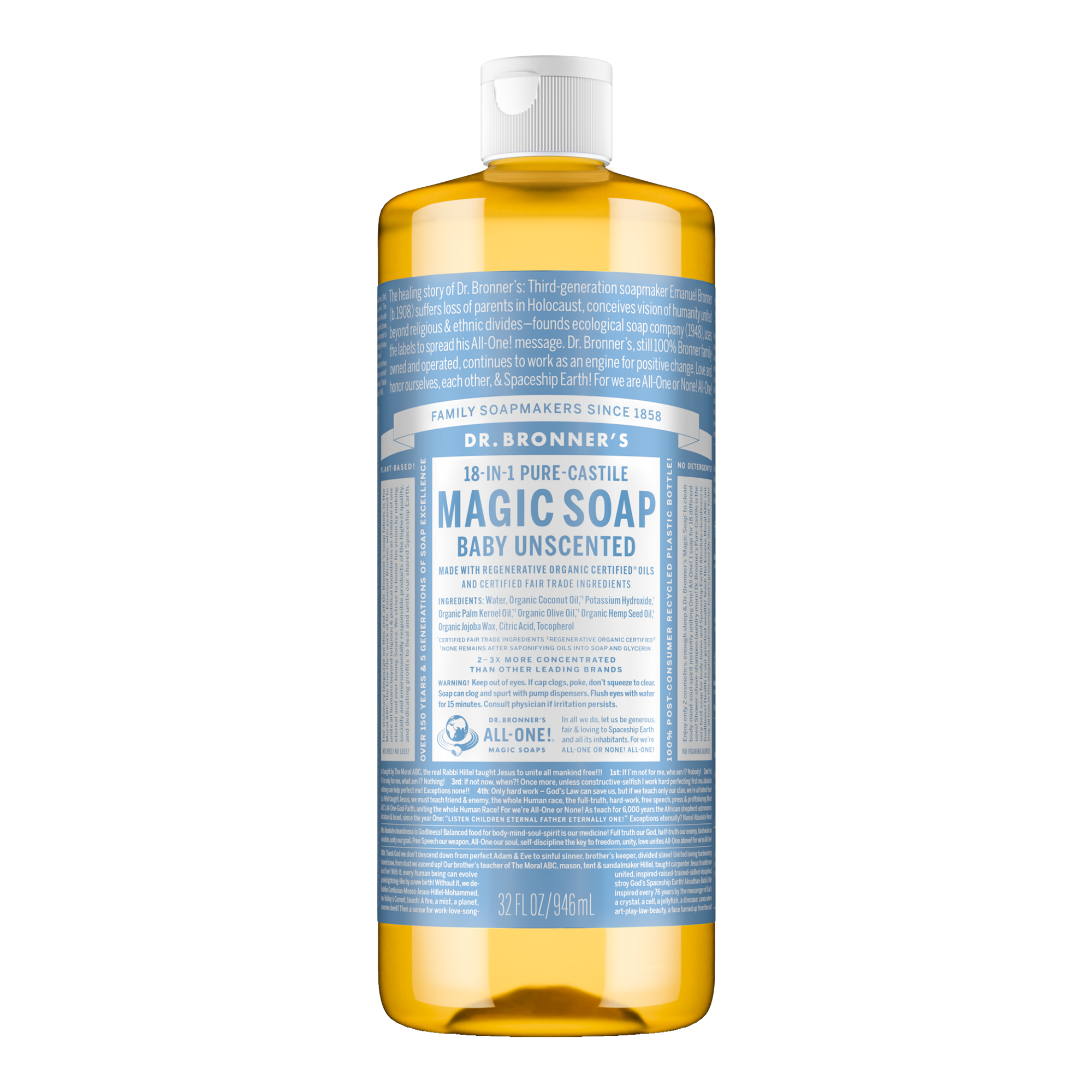 Dr. Bronner's Castile Liquid Soap - Baby Unscented 945mL