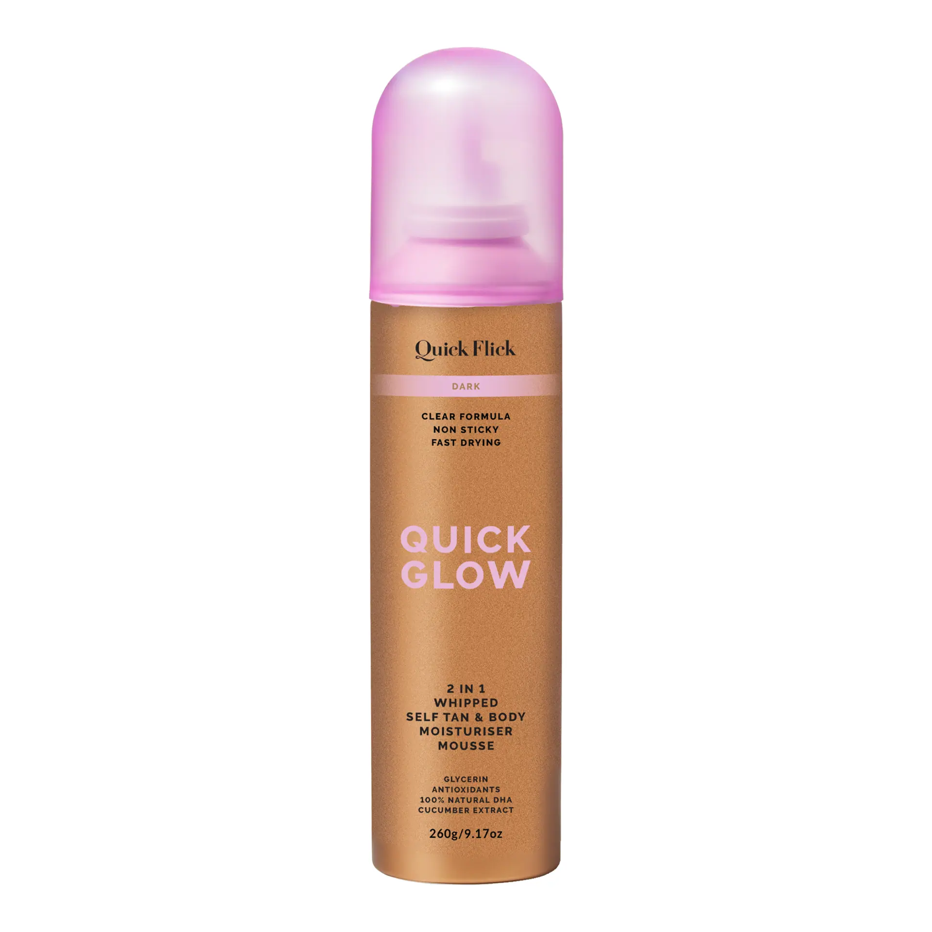 The Quick Flick Quick Glow Dark Whipped Tan Body Moisturiser Mousse 260g