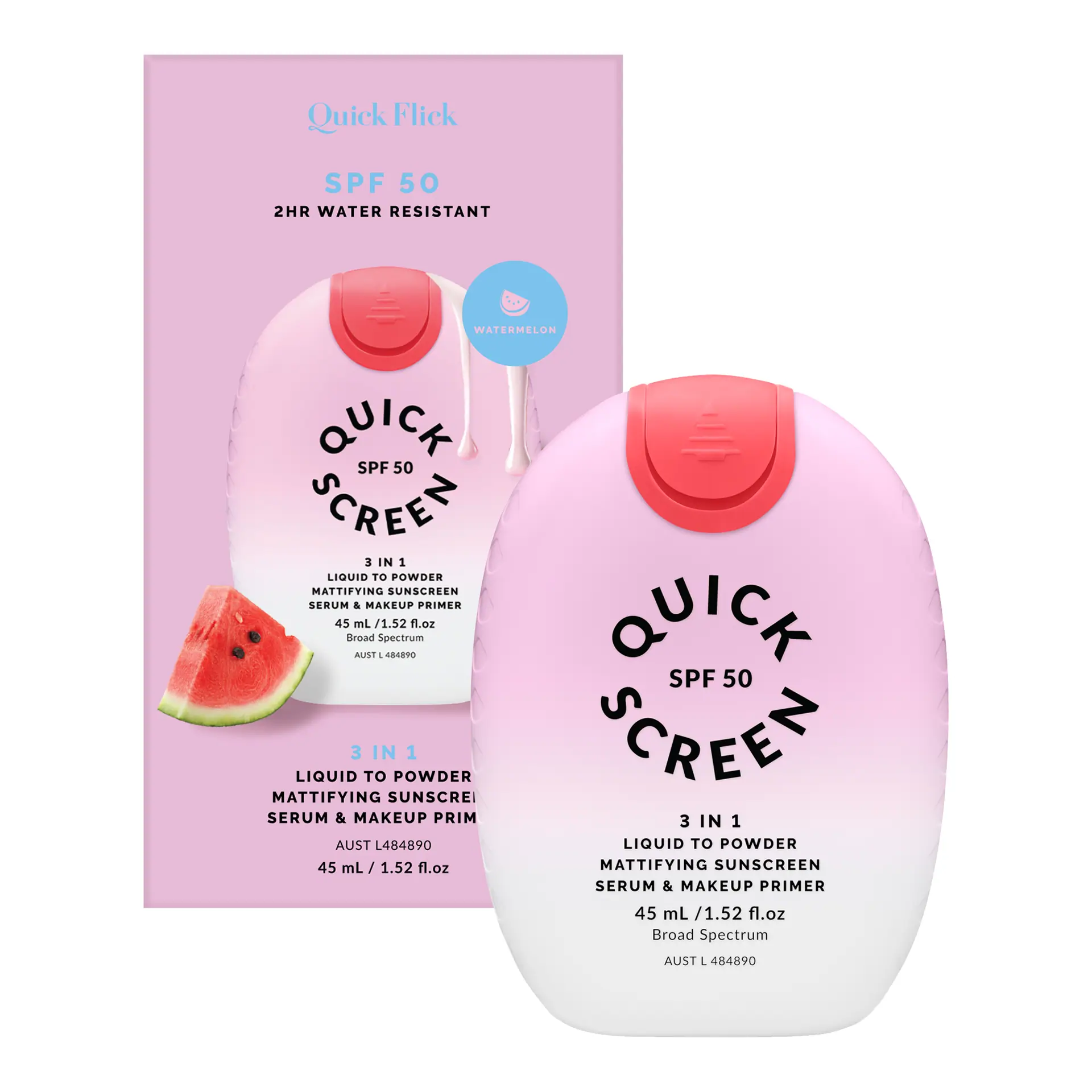The Quick Flick Quick Screen SPF 50 Liquid To Powder Mattifying Sunscreen Serum & Makeup Primer
