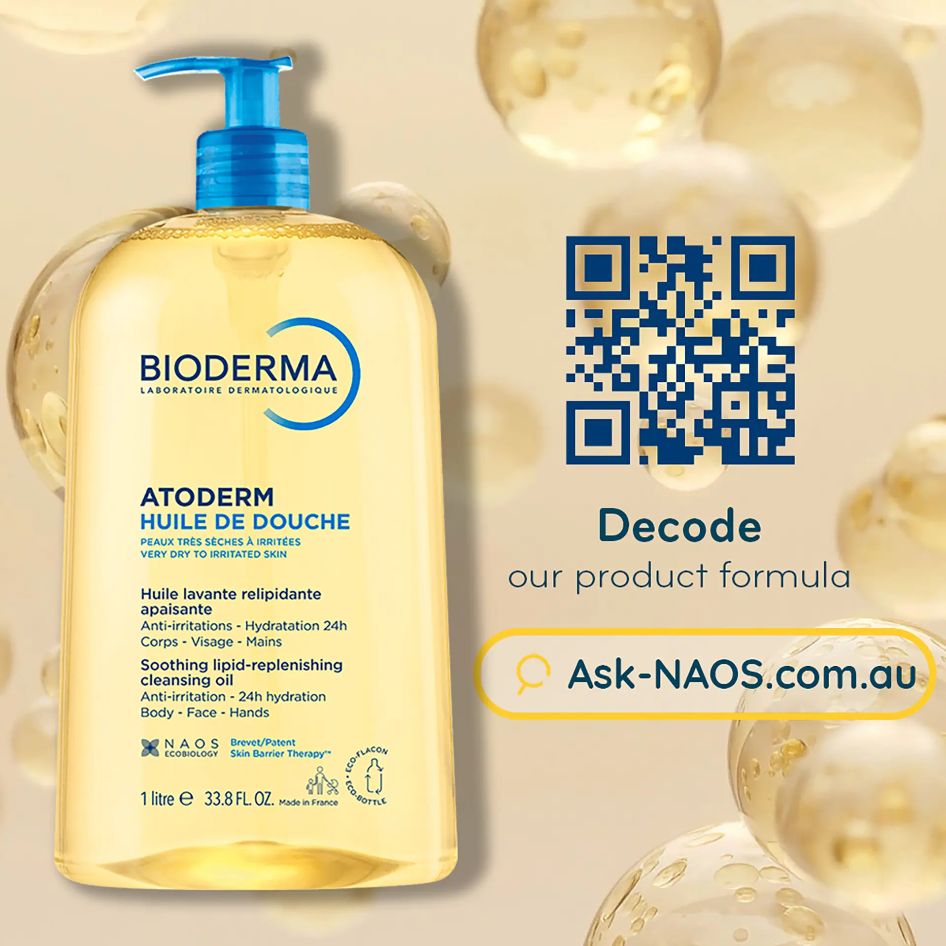 Bioderma Atoderm Ultra-Nourishing Cleansing Shower Oil 1L