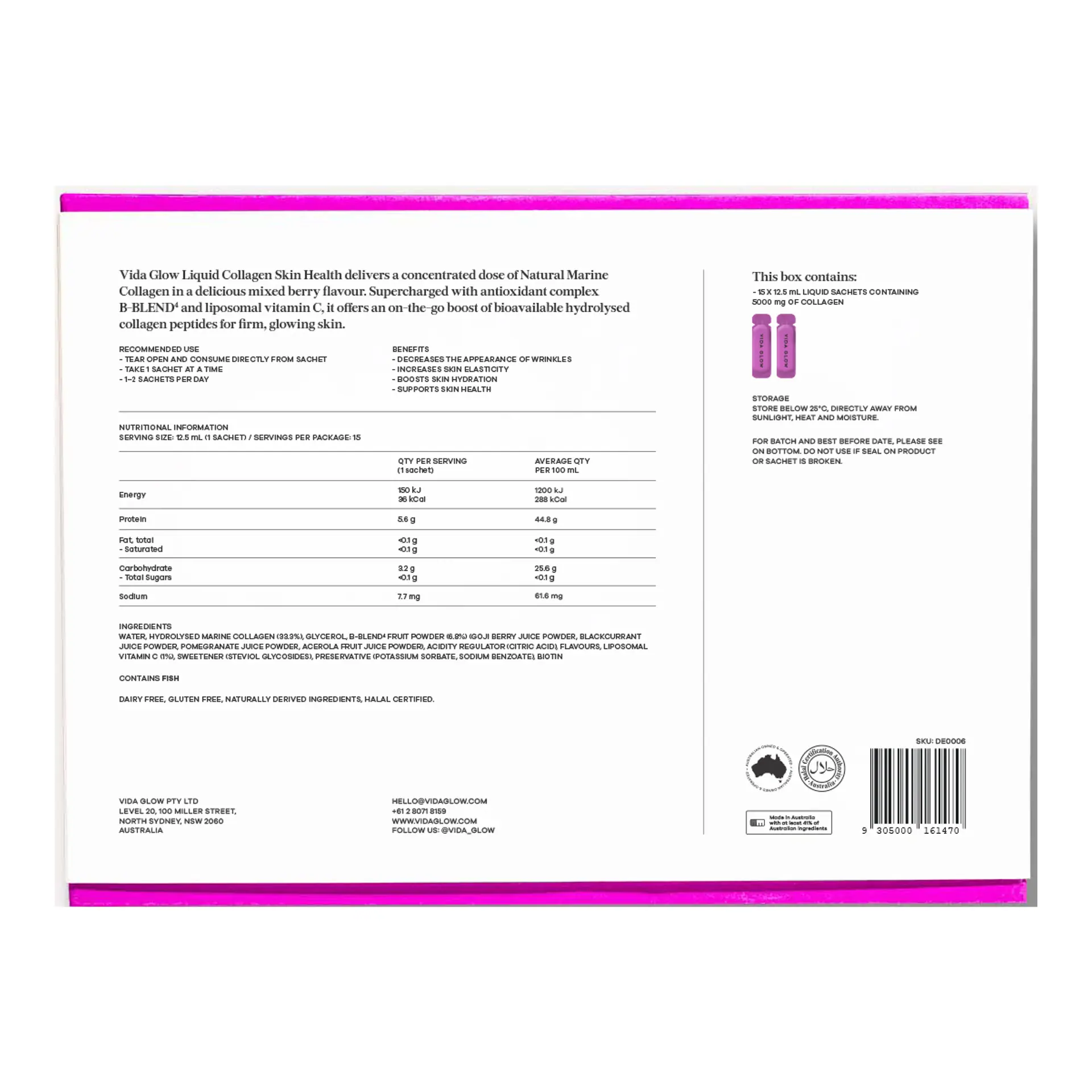 Vida Glow Daily Essentials: Collagen Liquid Advance Mixed Berry