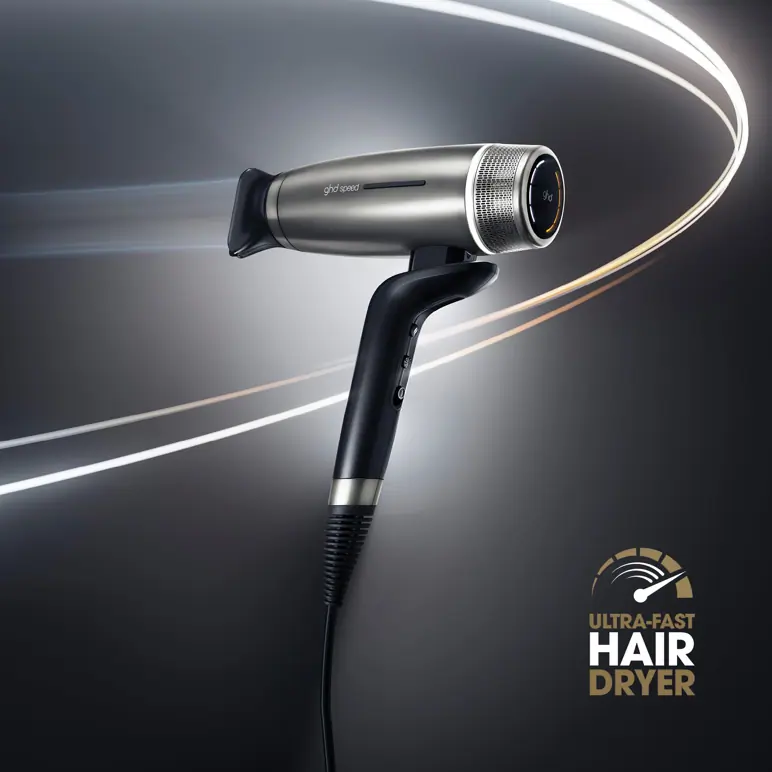 GHD speed professional hair dryer in titanium black