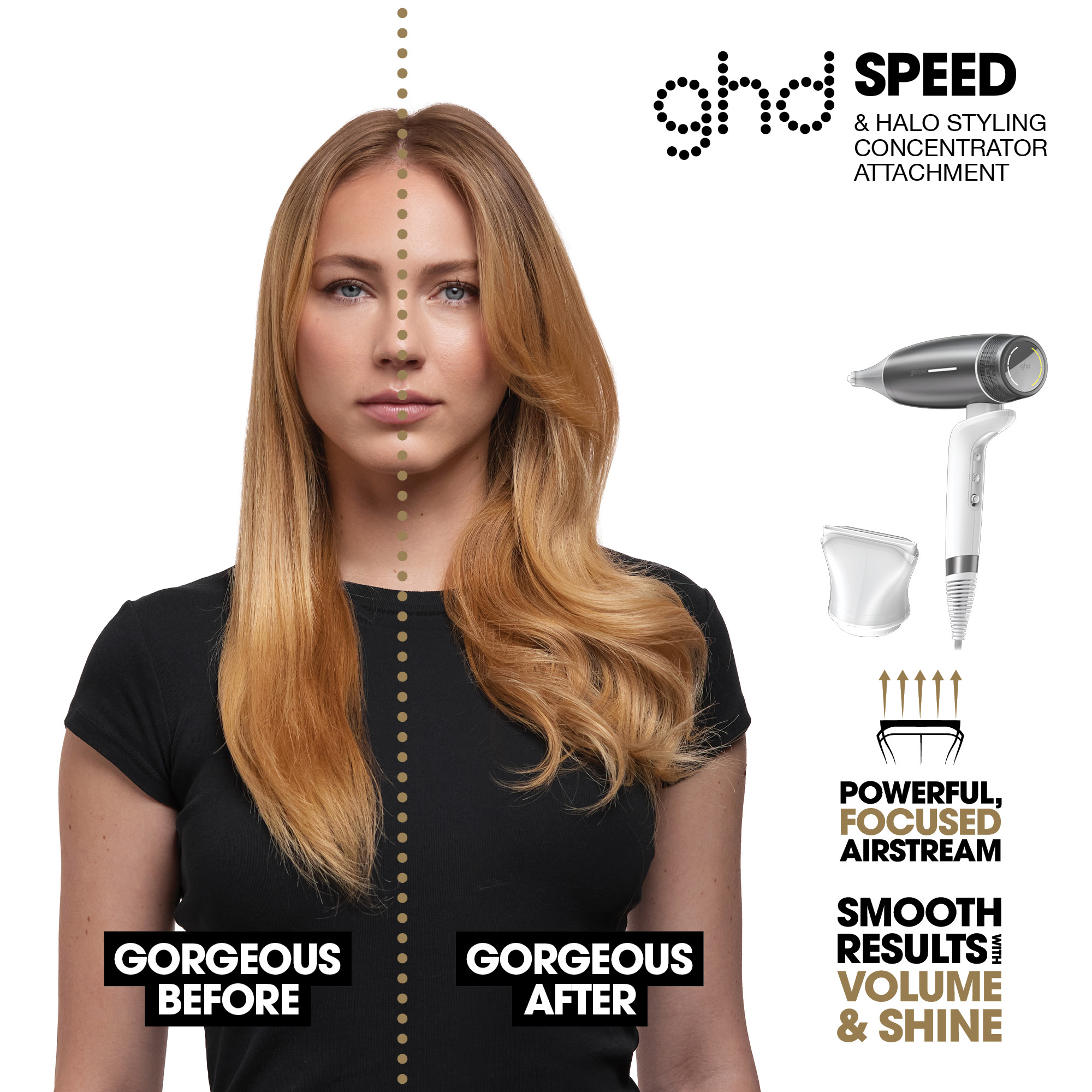GHD speed professional hair dryer in silver white