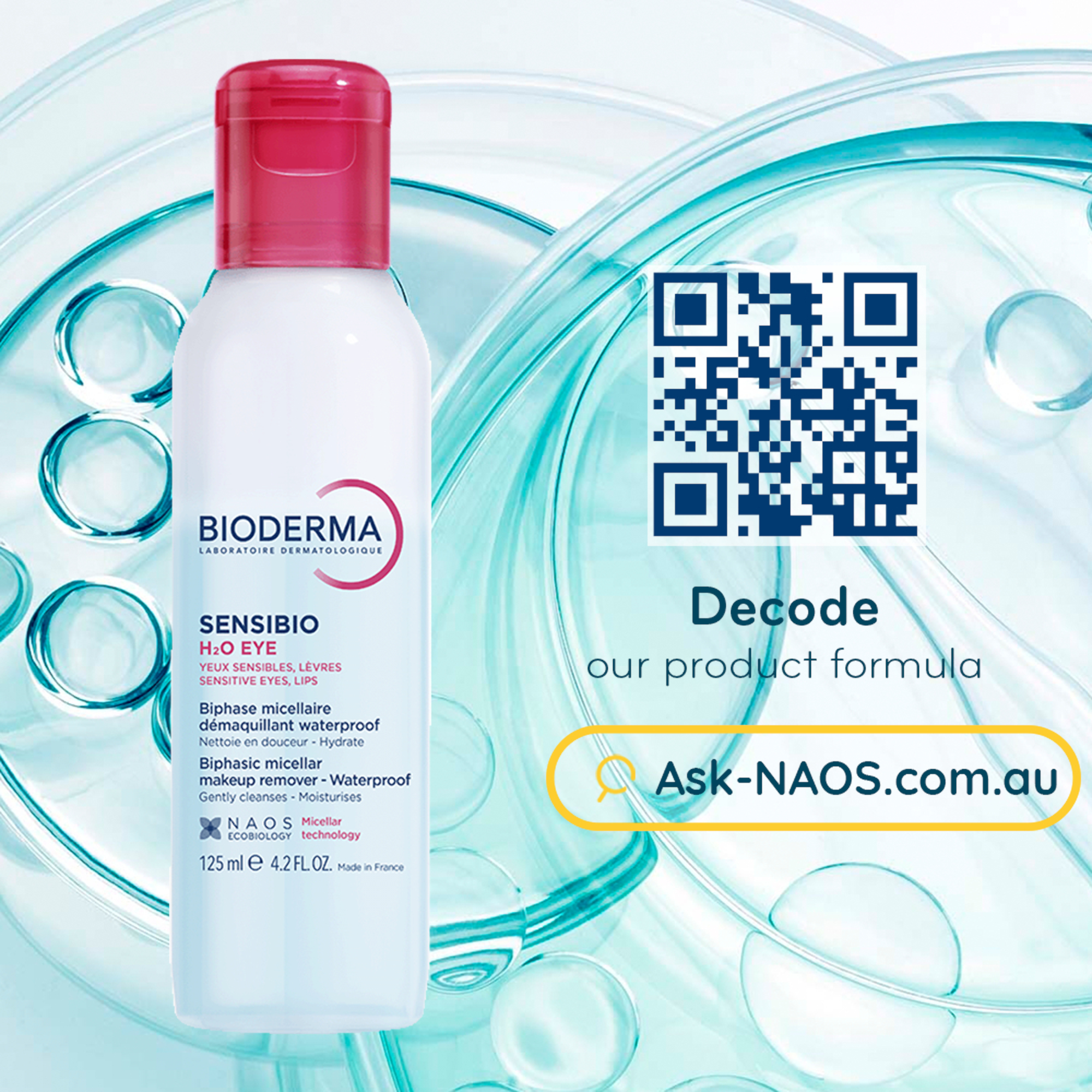 Bioderma Sensibio H2O Eye Bi-phase Micellar Waterproof Makeup Remover 125ml