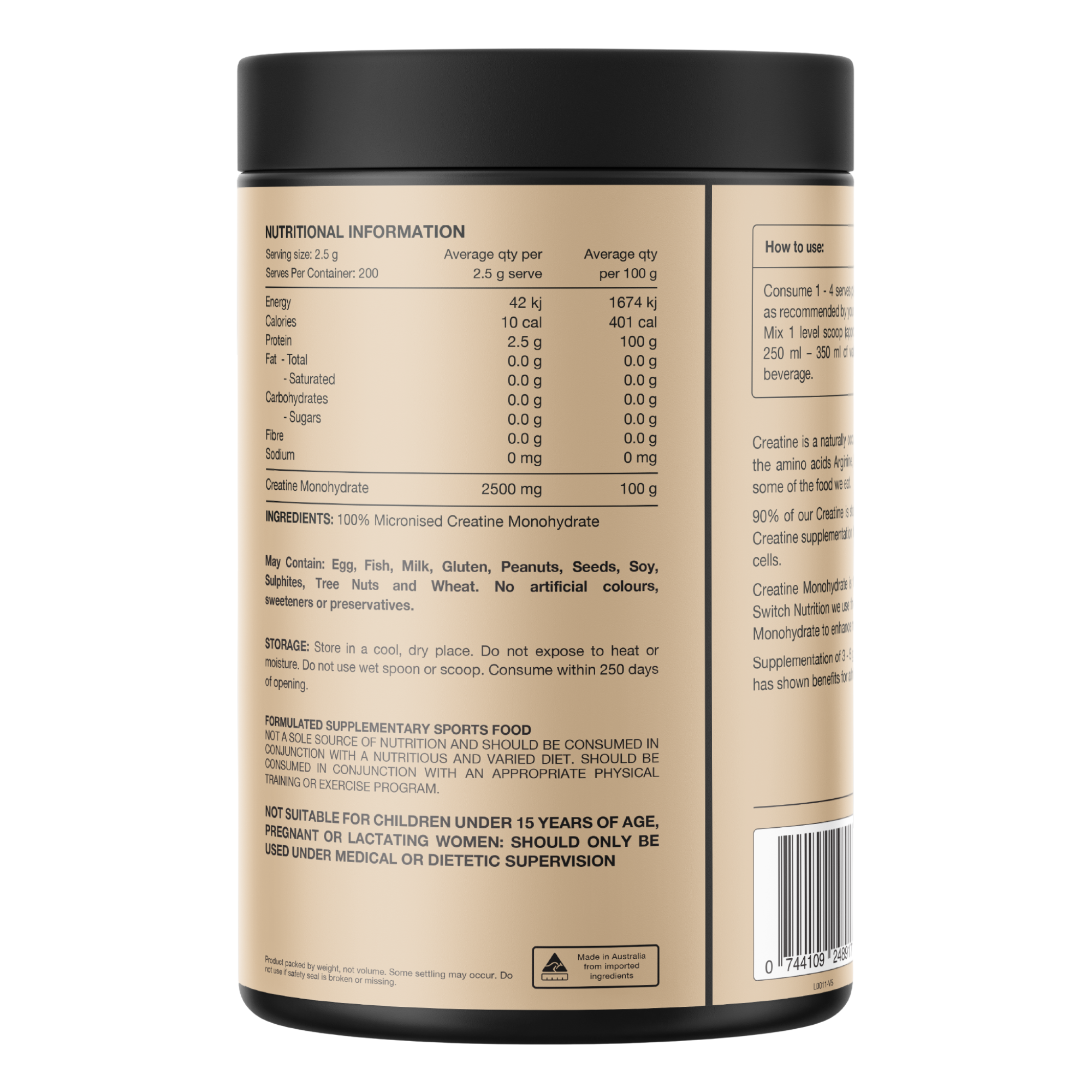 Switch Nutrition Creatine Monohydrate Powder (200 Serves)
