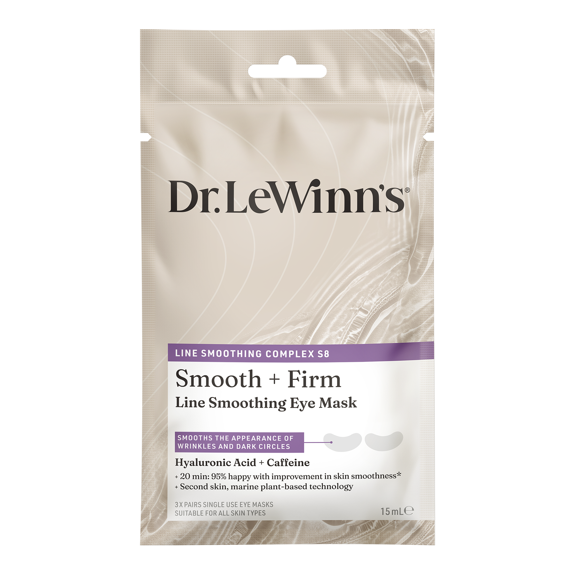 Dr Lewinn's Line Smoothing Complex Hyaluronic Acid & Caffeine Eye Masks 3pk