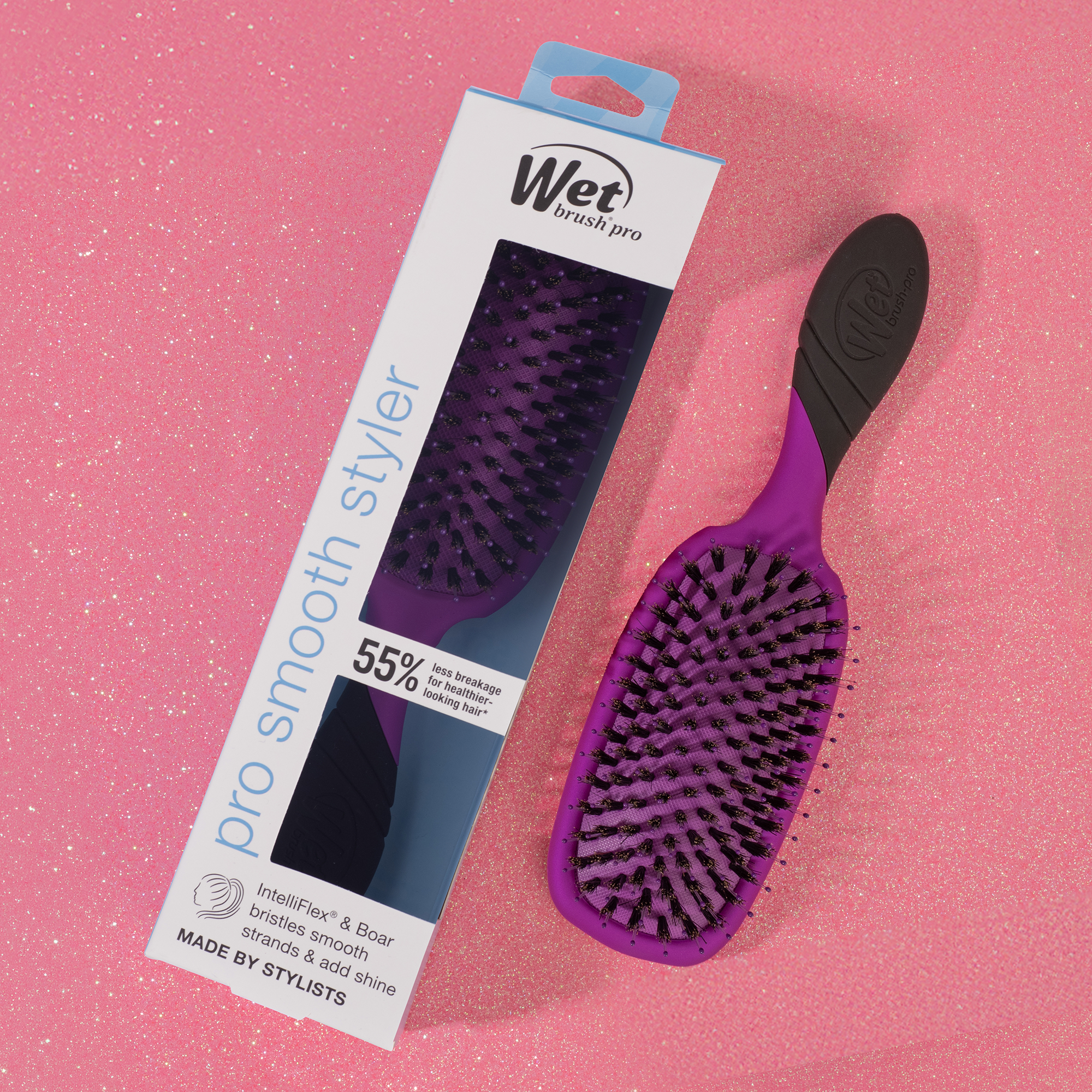 The Wet Brush Pro Shine Enhancer Boar Bristle Brush - Purple