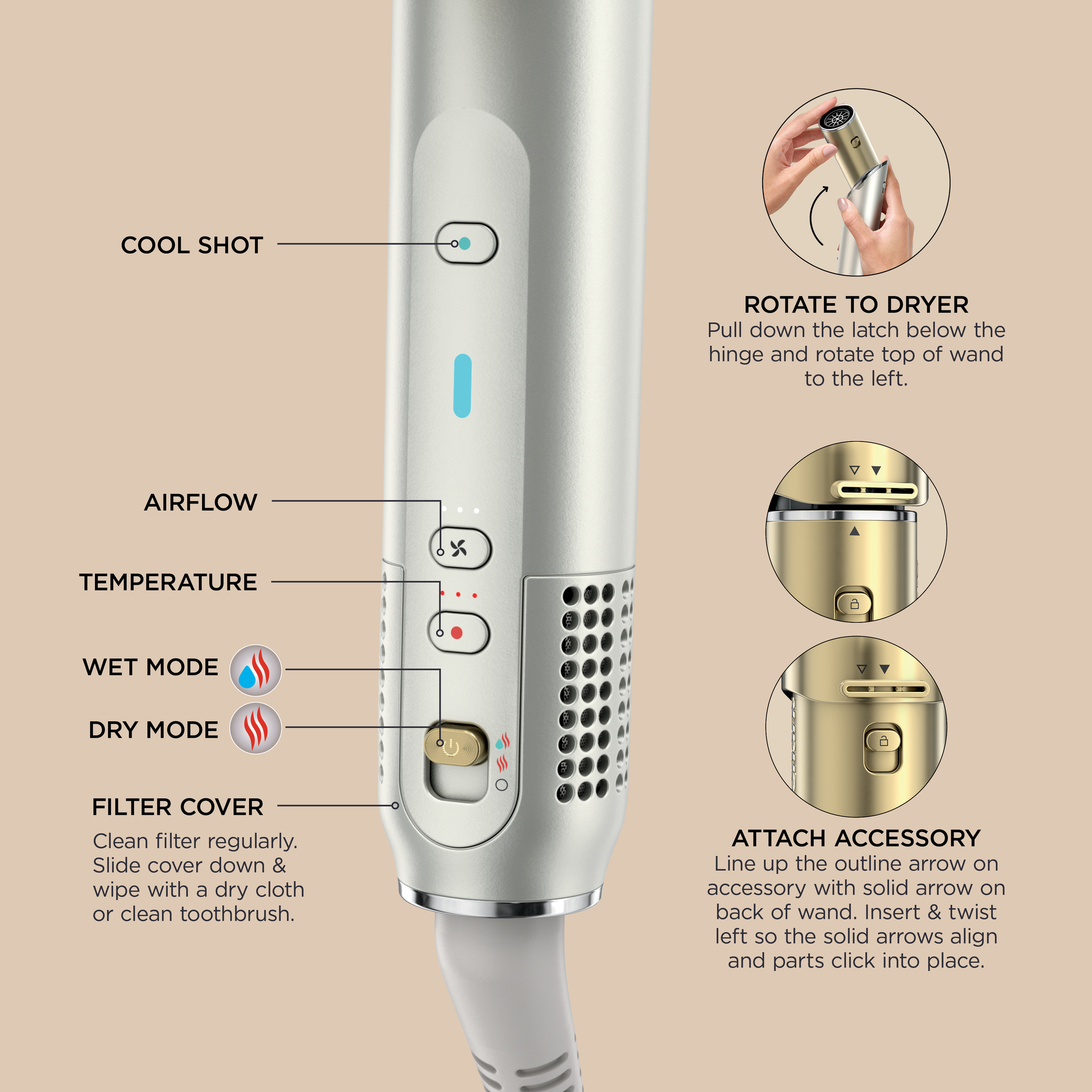 Shark Glam Air Styling & Drying System - Soft Gold