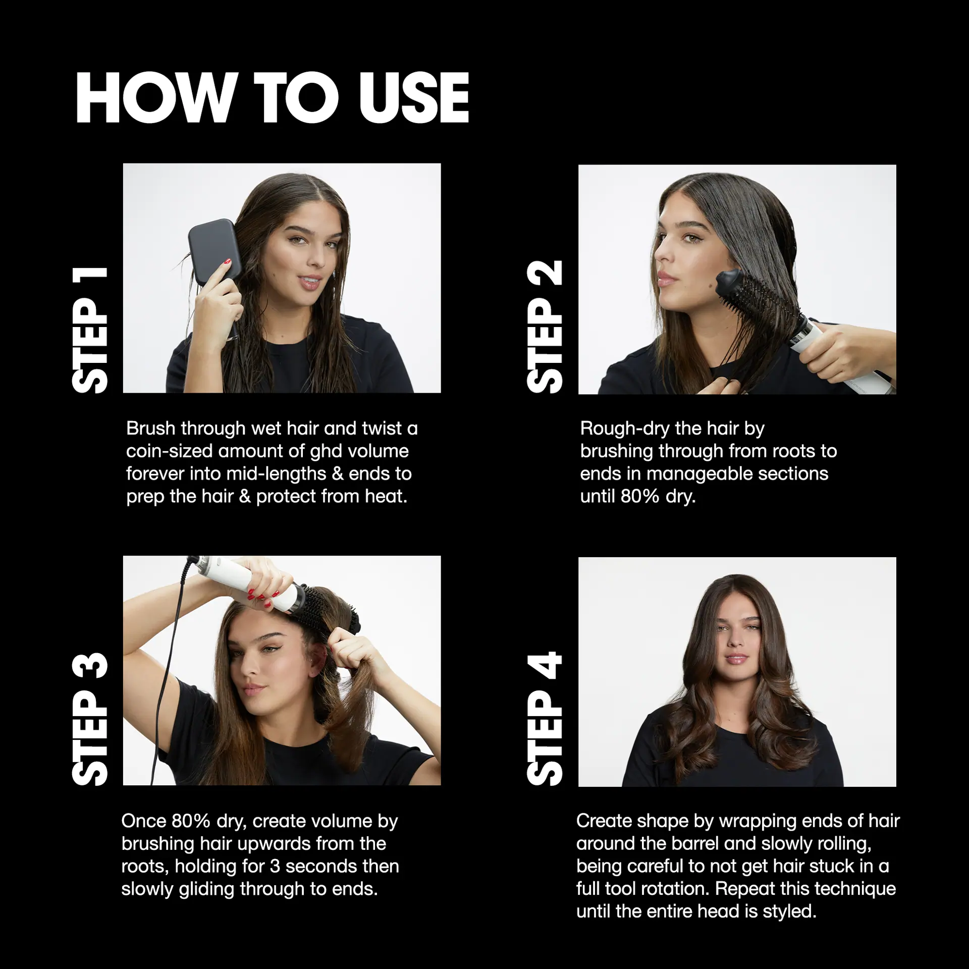 GHD duet blow dry 2-in-1 hair dryer brush in black