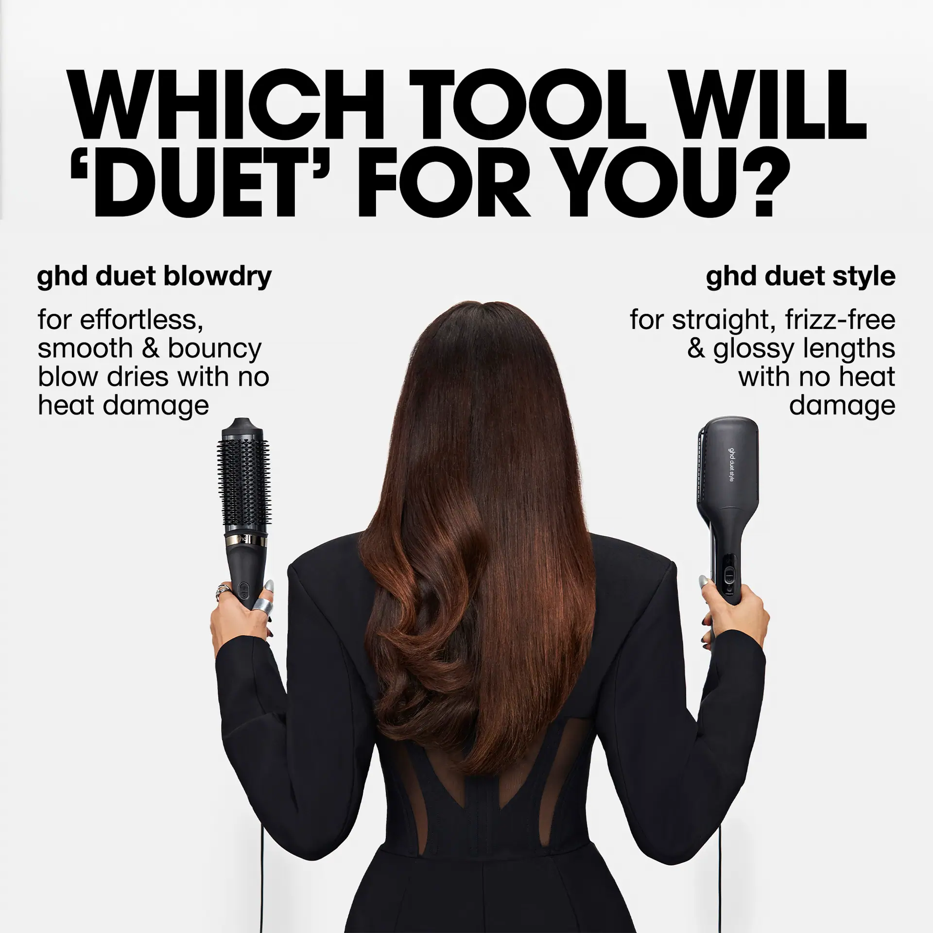 GHD duet blow dry 2-in-1 hair dryer brush in black