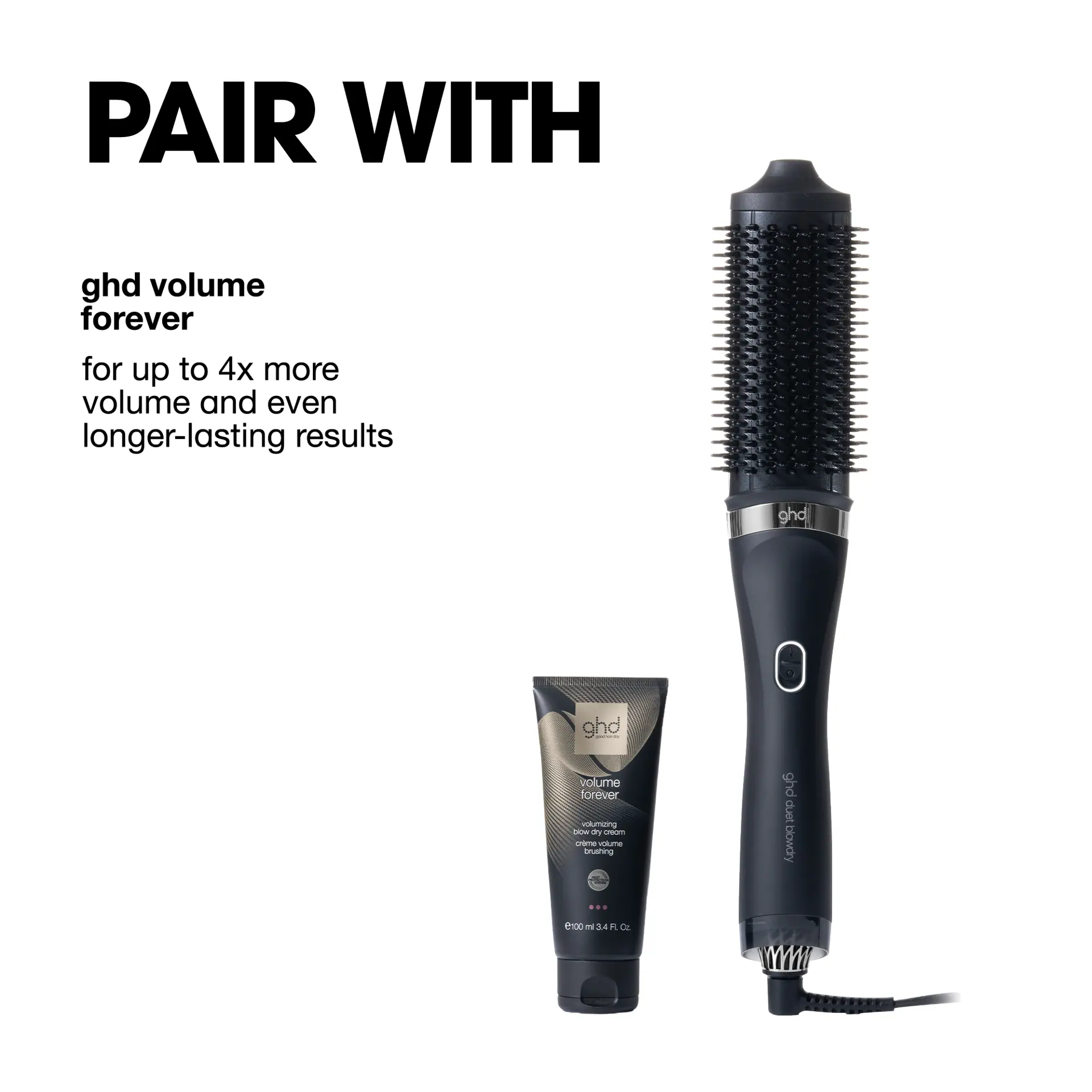 GHD duet blow dry 2-in-1 hair dryer brush in black