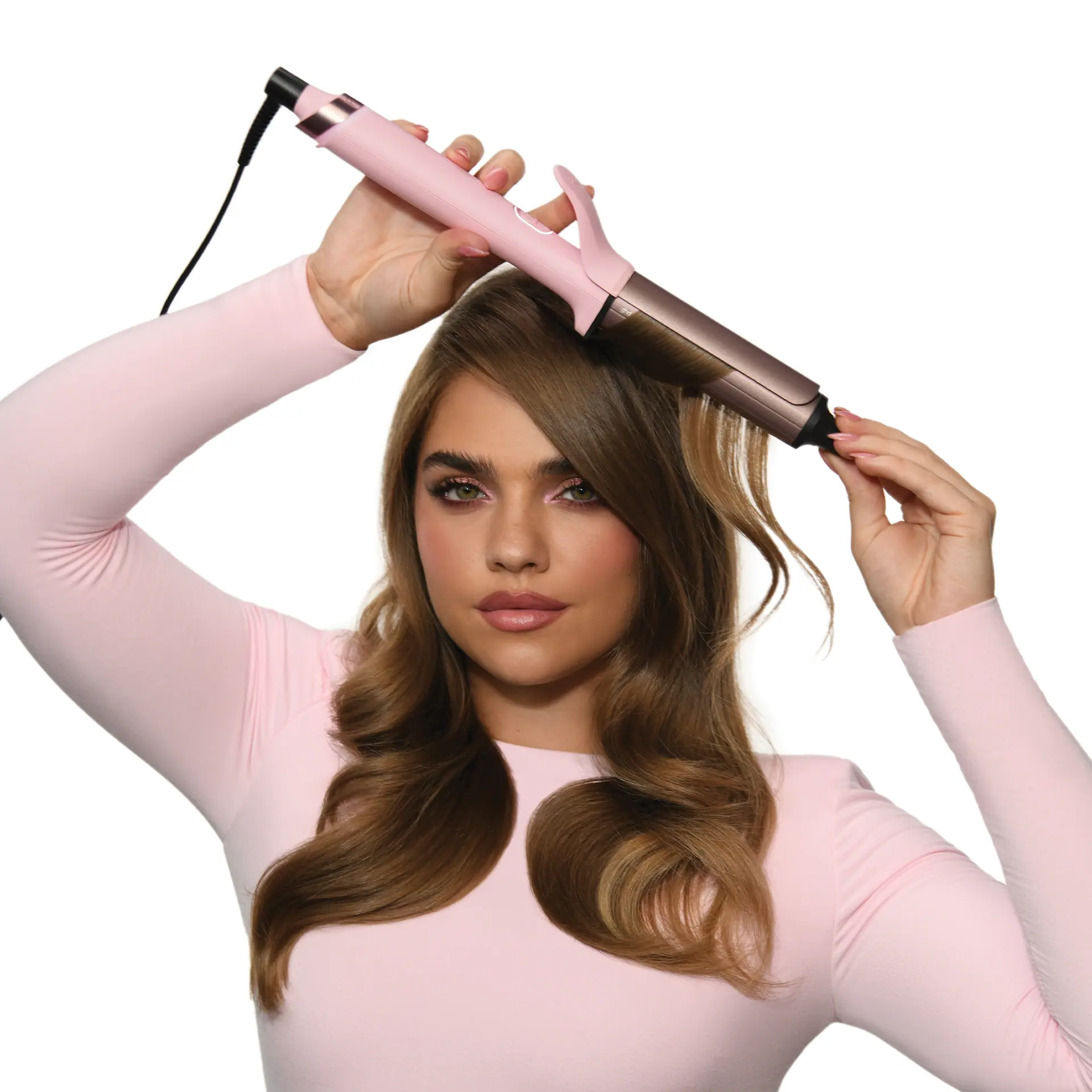 GHD Chronos Curve Grand Curling Tong in Dusted Pink