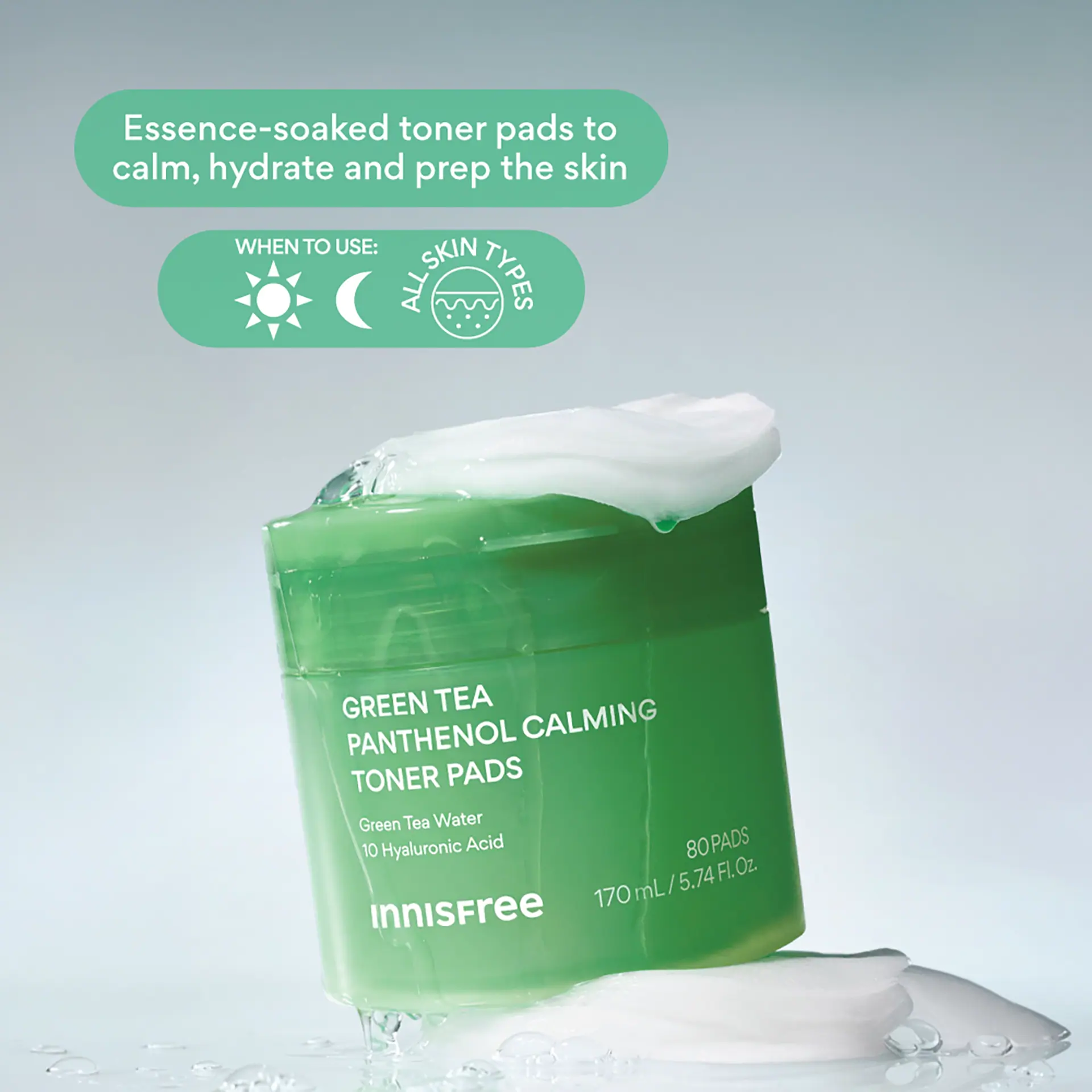 INNISFREE Green Tea Panthenol Calming Toner Pads 80pk