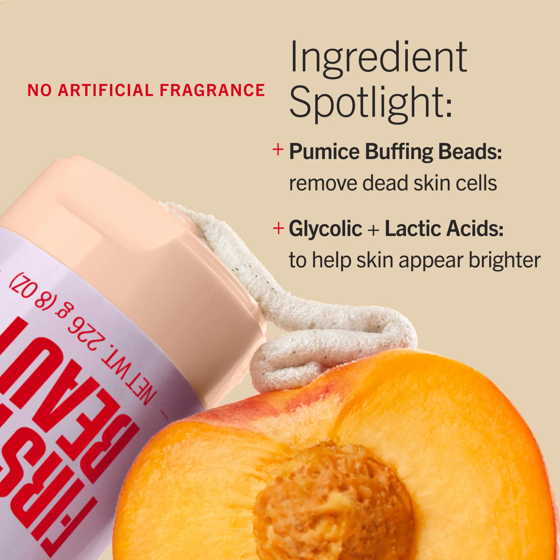 First Aid Beauty KP Bump Eraser Body Scrub w. 10% AHA 237ml - Peach