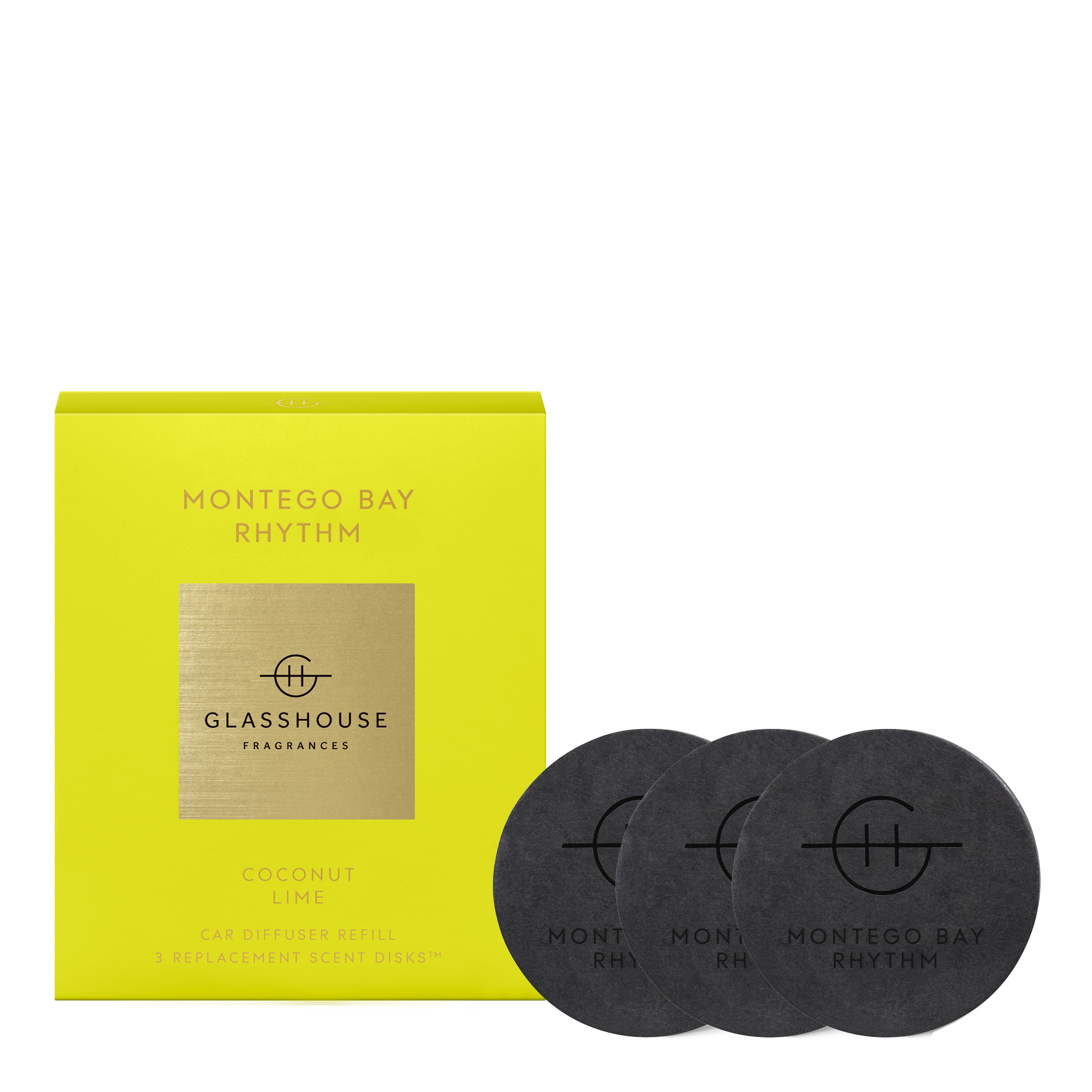 Glasshouse Fragrances Montego Bay Rhythm 3 Replacement Scent Disks for car diffuser