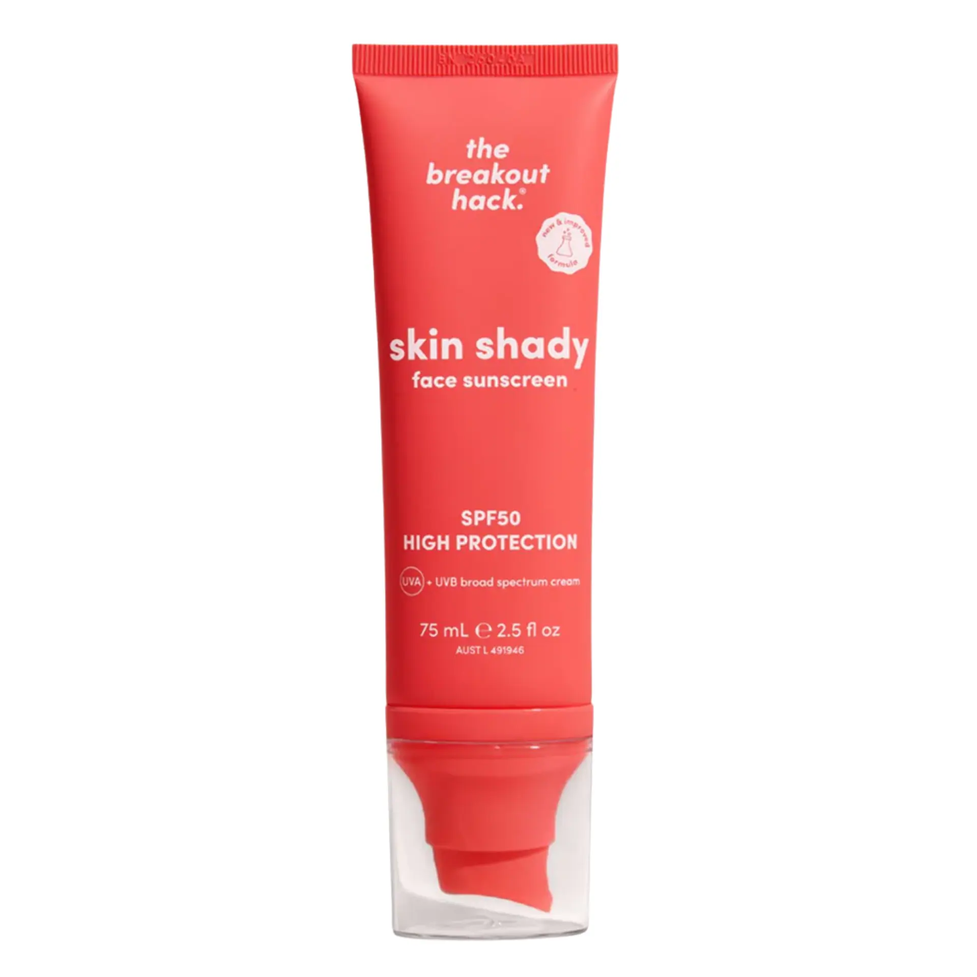 The Breakout Hack Skin Shady Face Sunscreen SPF50 75ml