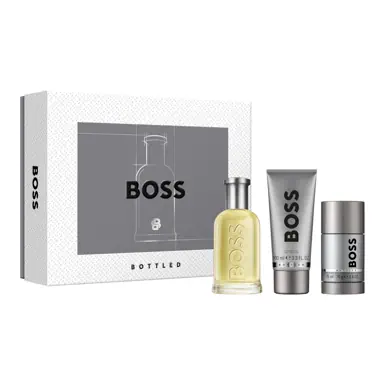 BOSS Bottled Eau de Toilette, Shower Gel, and Deodorant Stick for Men Trio Gift Set