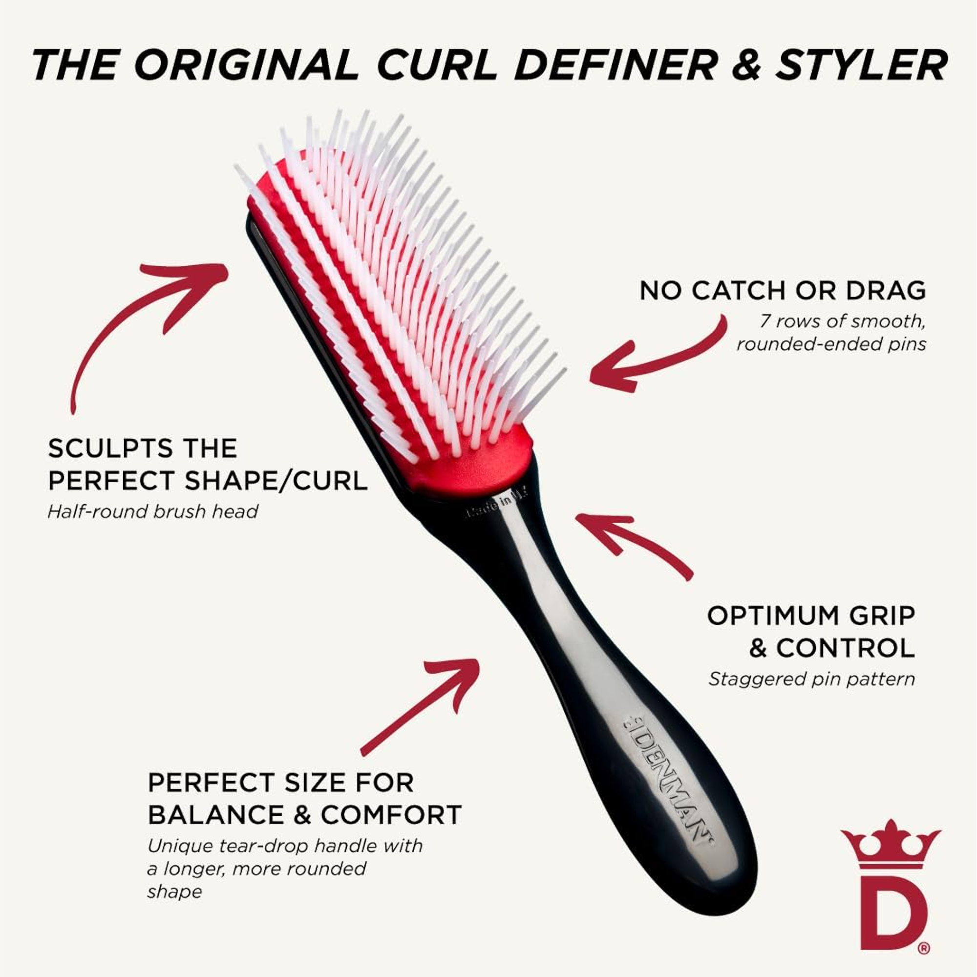 Denman D3 7 Row Styler Classic Brush
